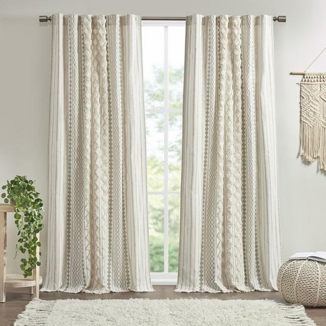 INK+IVY Imani Cotton Printed Boho Single Curtain Panel with Chenille Stripe and Lining & Reviews | Wayfair
