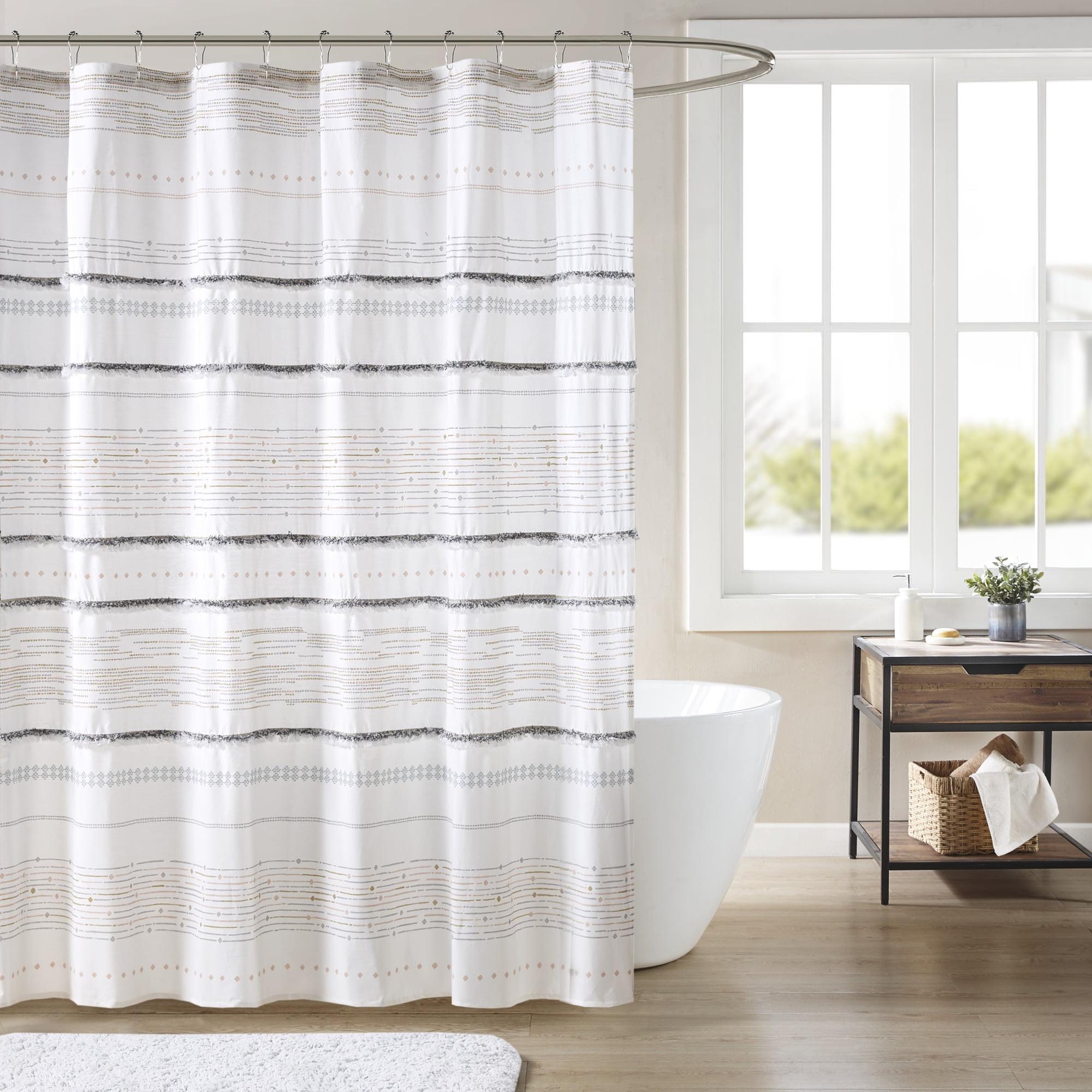 Nea Cotton Printed Shower Curtain with Trims