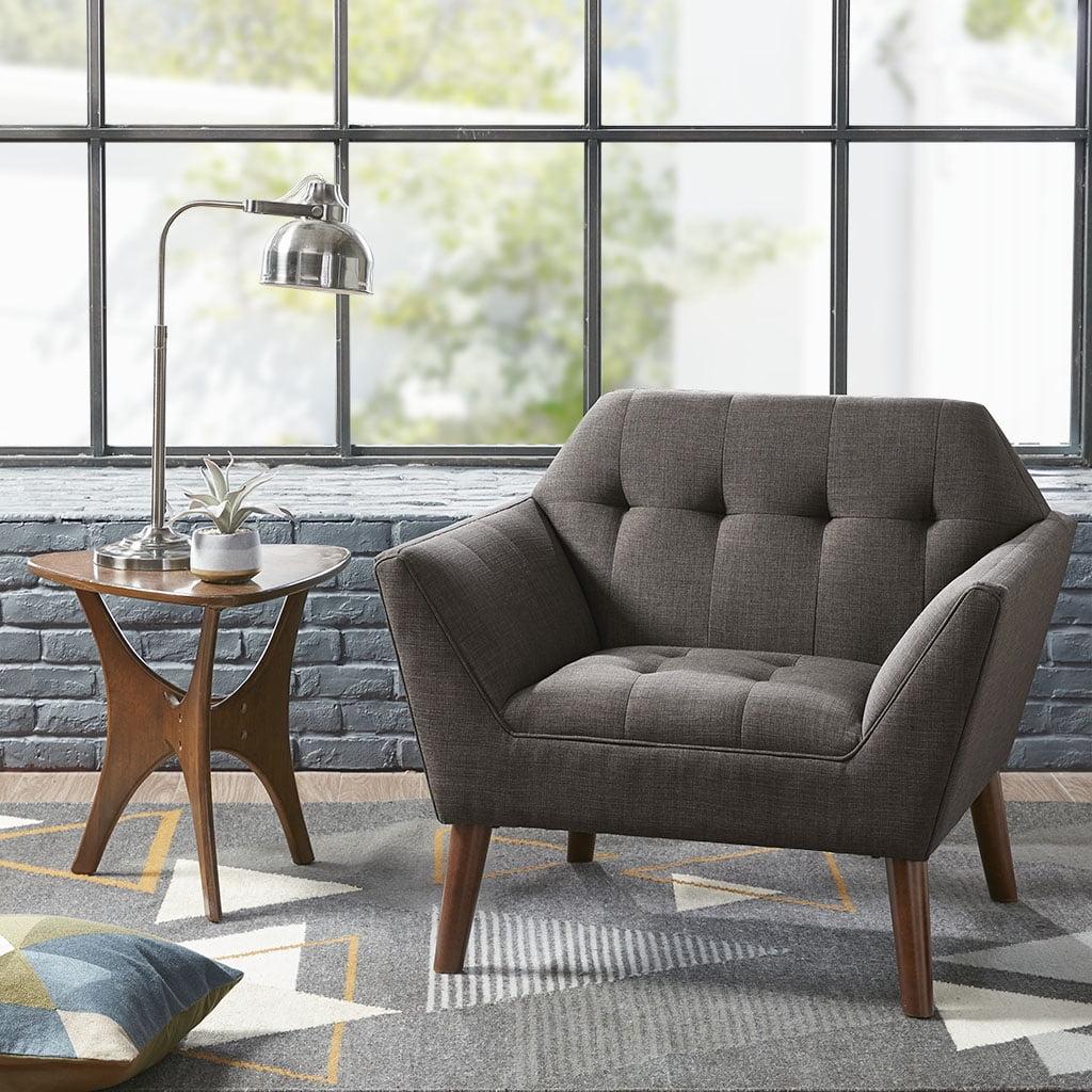 Newport Lounge Chair Charcoal - Ink+Ivy: Mid-Century Modern, Button Tufted, Wood Legs