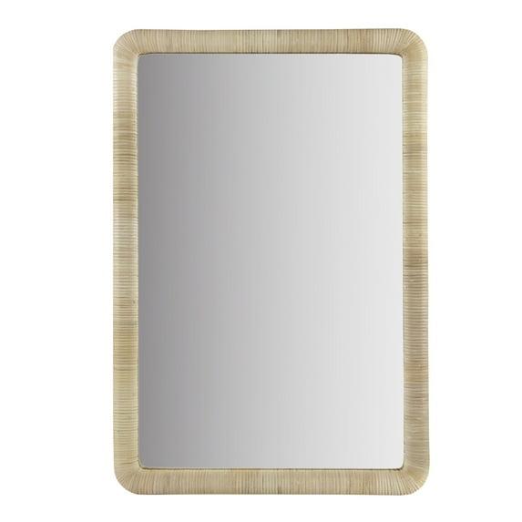 Nova Natural Rattan Rectangle Wall Mirror - Ink+Ivy: Modern Style, Polystyrene Frame, Wall Mount