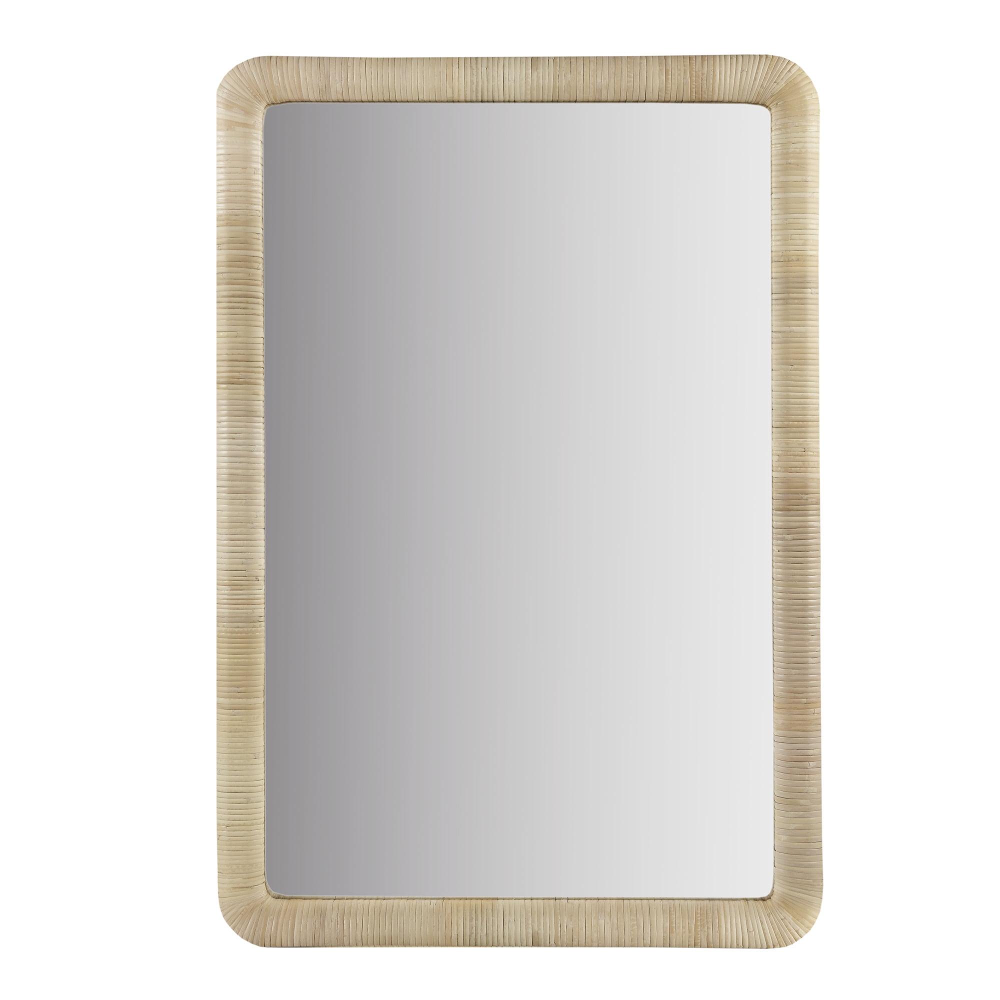 Nova Natural Rattan Rectangle Wall Mirror - Ink+Ivy: Modern Style, Polystyrene Frame, Wall Mount