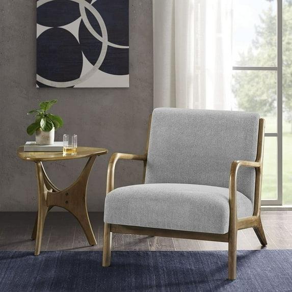 Ink+Ivy Novak Lounge Chair Gray: Mid-Century Elm Wood Frame, Upholstered, Comfort Seating