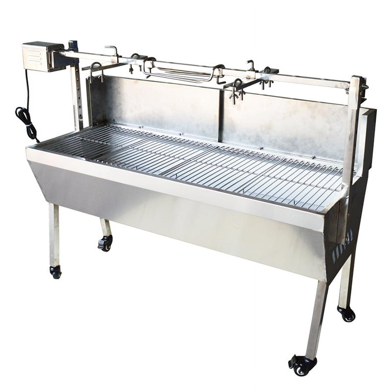 46-Inch Stainless Steel Rotisserie Grill with Smoker and Electric Motor