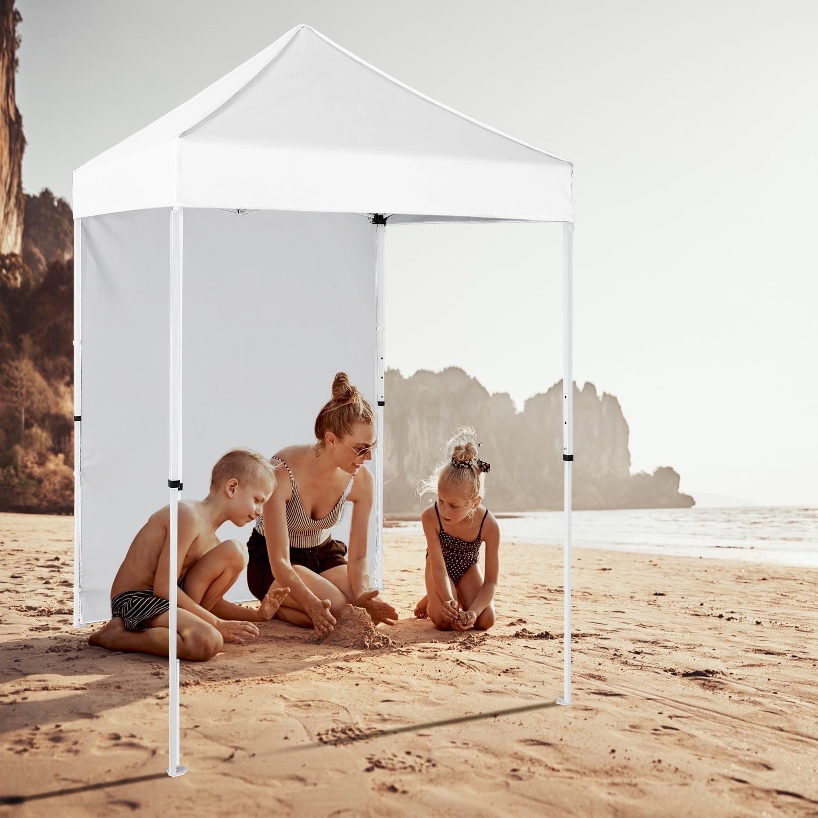 INTER HUT 5 Ft. W x 5 Ft. D Outdoor Pop Up Steel Canopy Portable Tent with 1 Sidewall
