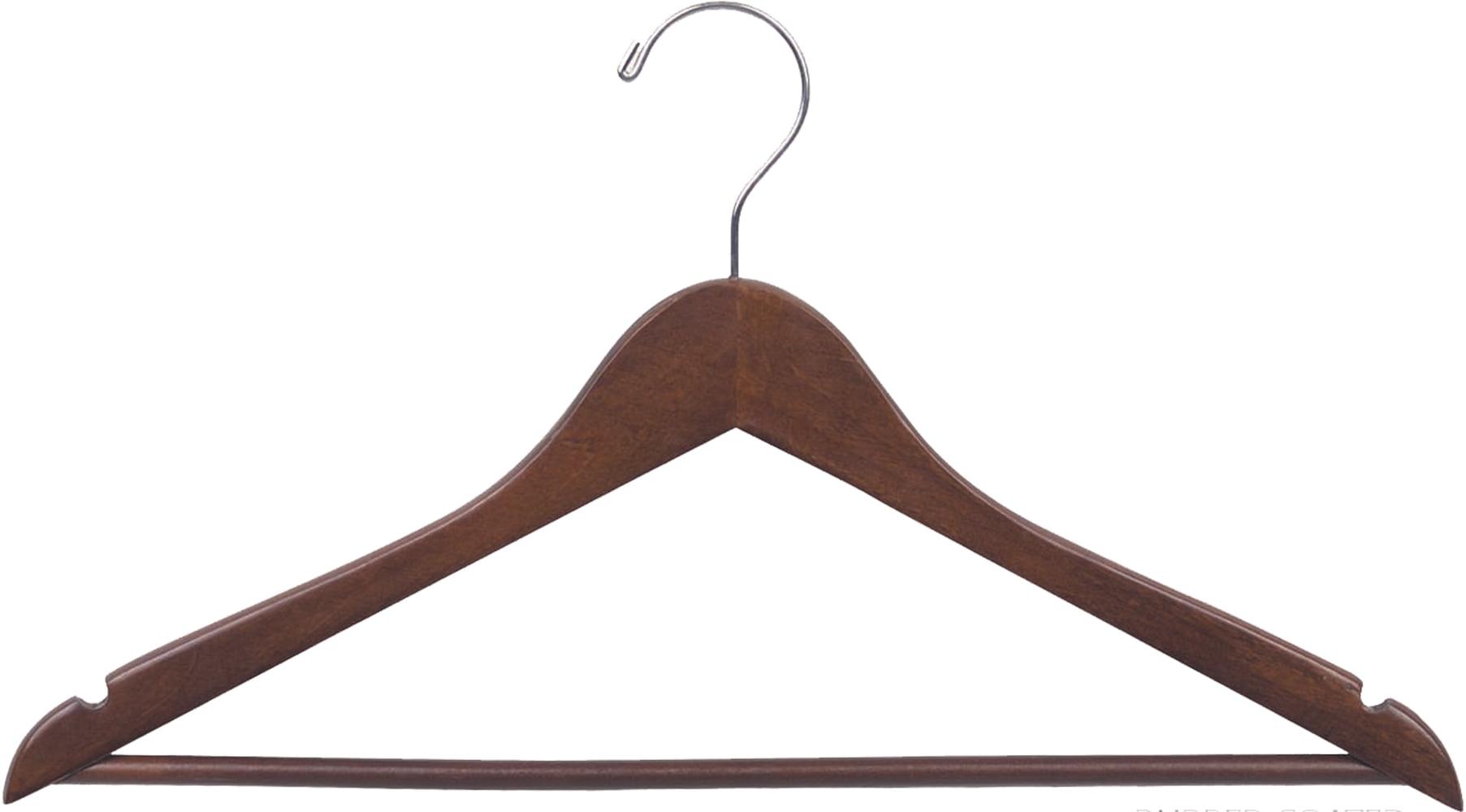 Walnut Finish Rubber Coated Non-Slip Suit Hangers, 25 Pack