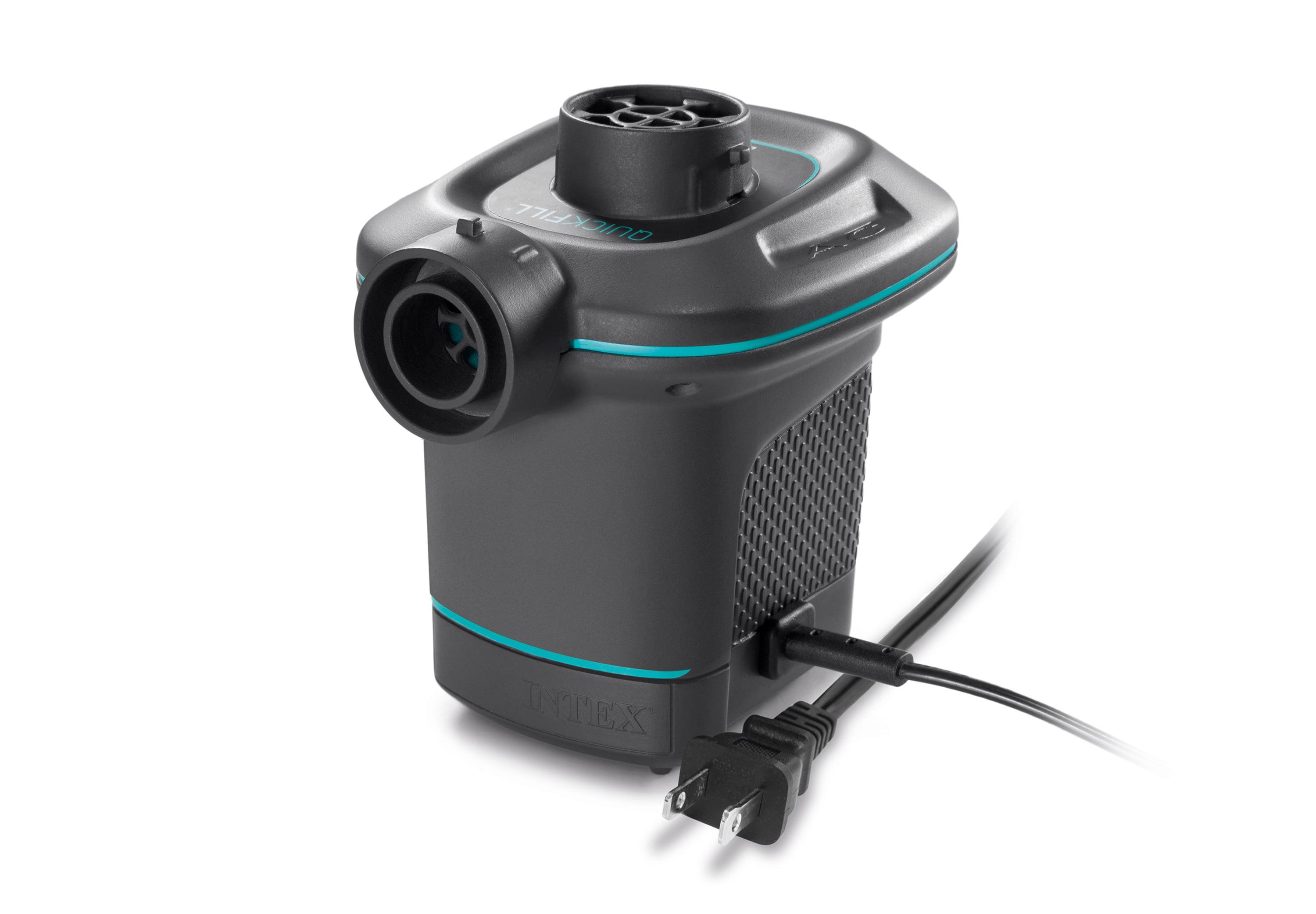 Intex Quick-Fill™ AC Electric 120V Air Pump inflate/deflate with 3 Nozzles for Inflatables, Air Mattress Beds, Toys, Watersports - Gray with Aqua Accents - Airflow 22.9 Cubic Feet per minute