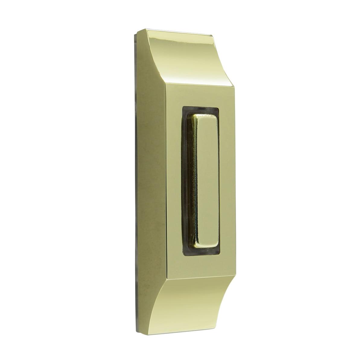 Polished Brass Rectangular Lighted Wired Doorbell Button