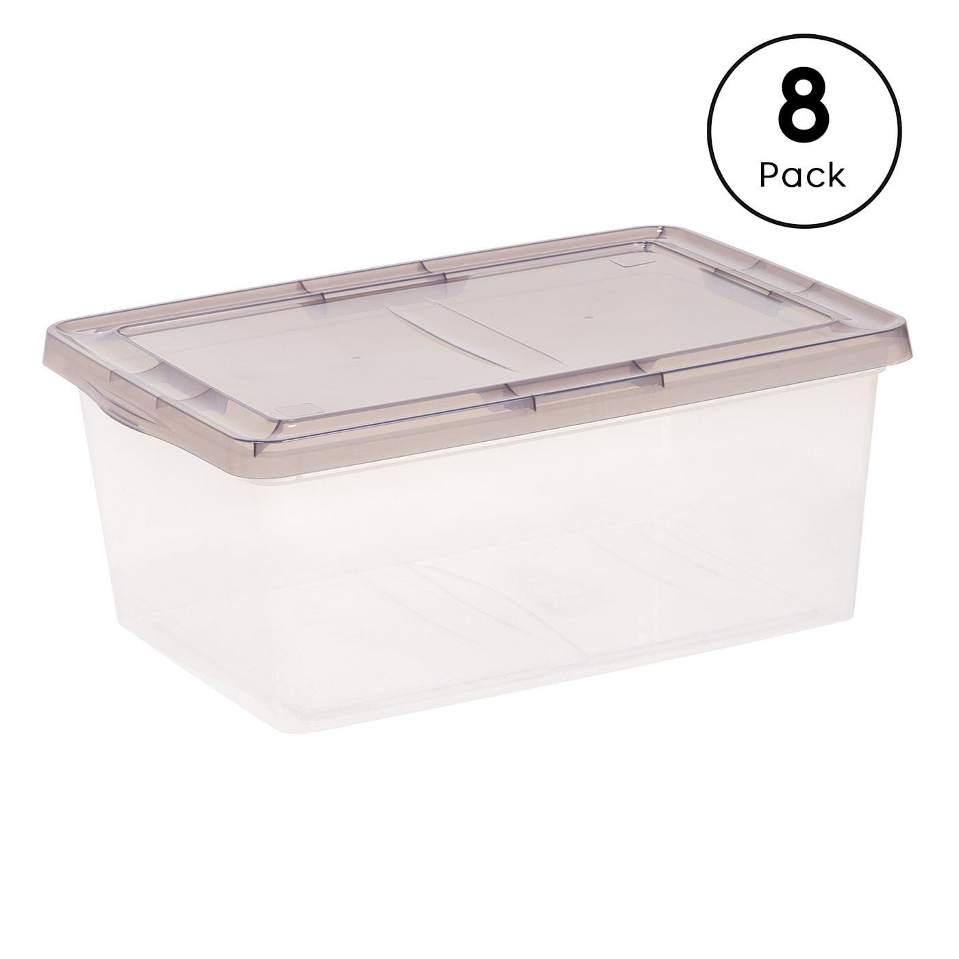 IRIS 17qt 8pk Snap Top Plastic Storage Bin: Stackable, Transparent, Portable, Nesting Utility Totes with Lids