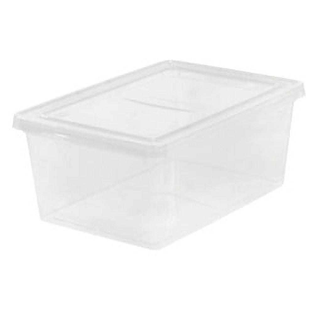 IRIS USA Plastic Stackable and Nestable Storage Bin Tote Organizing Container, Clear