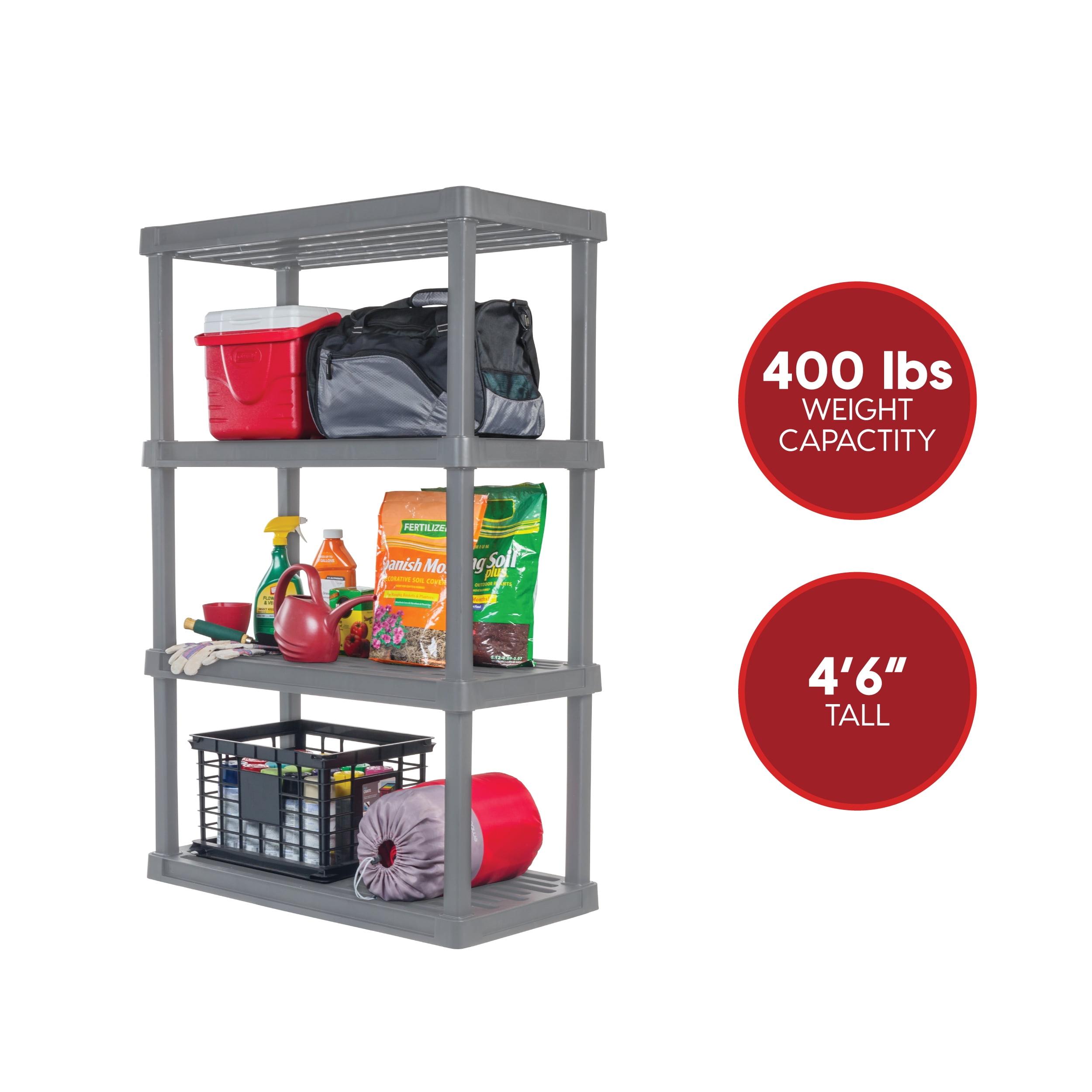IRIS USA, Inc. 4-Tier Large Plastic Garage Storage Shelving Unit, Gray (18 W x 56 H x 36 D)