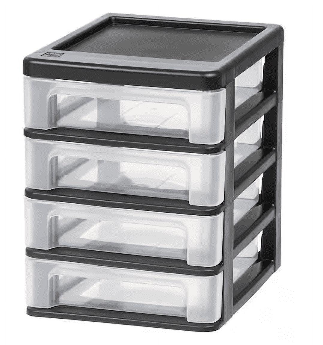 Compact Black Plastic 4-Drawer Mini Organizer Cabinet