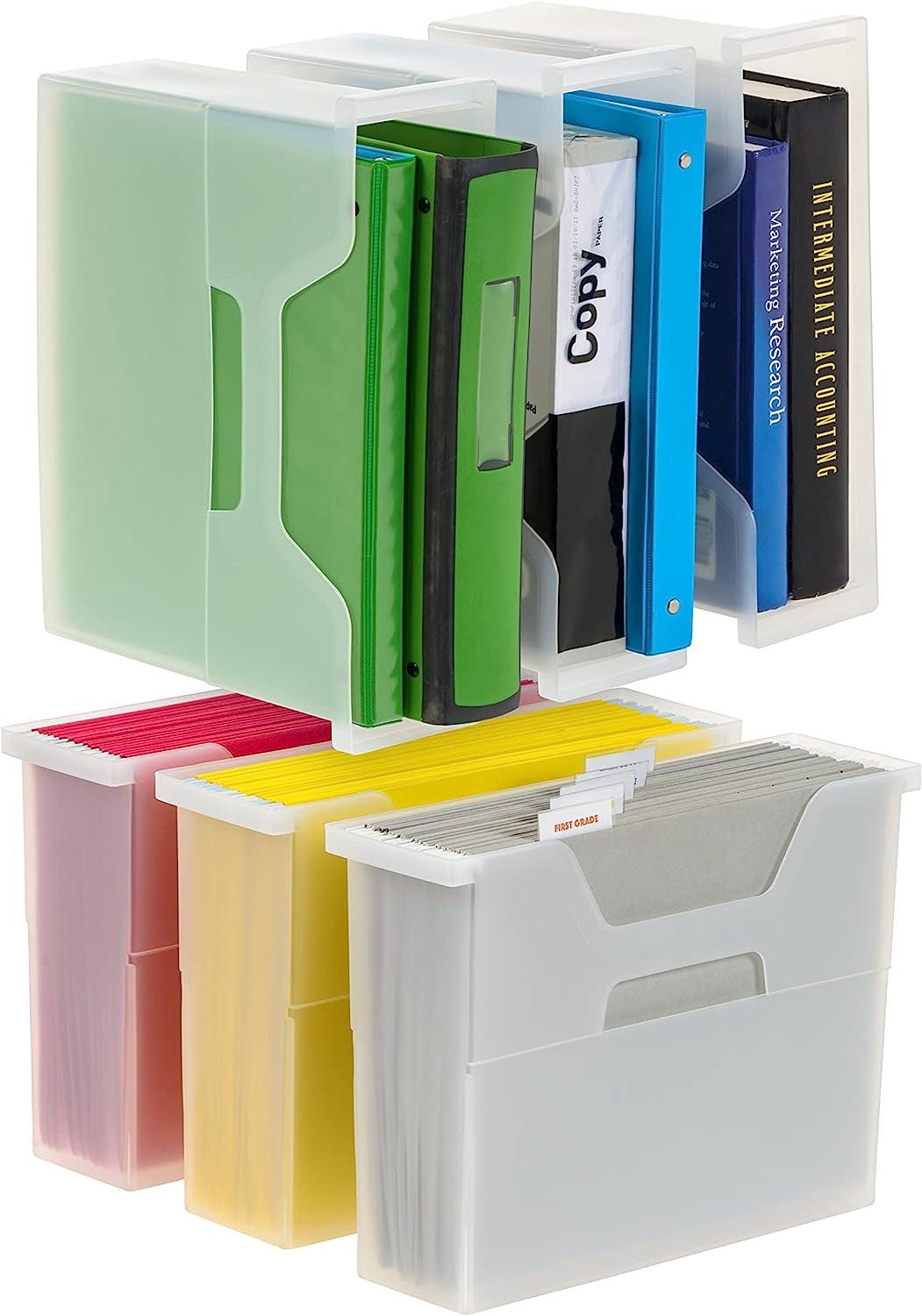 IRIS USA Hanging Plastic Desktop File Box Folders, Letter Size