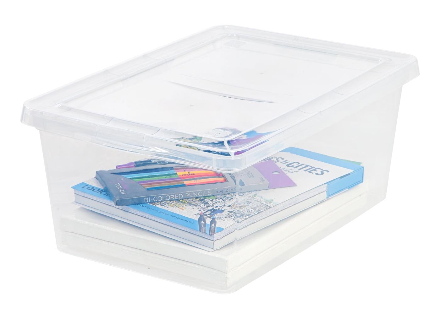 IRIS USA Plastic Stackable and Nestable Storage Bin Tote Organizing Container, Clear