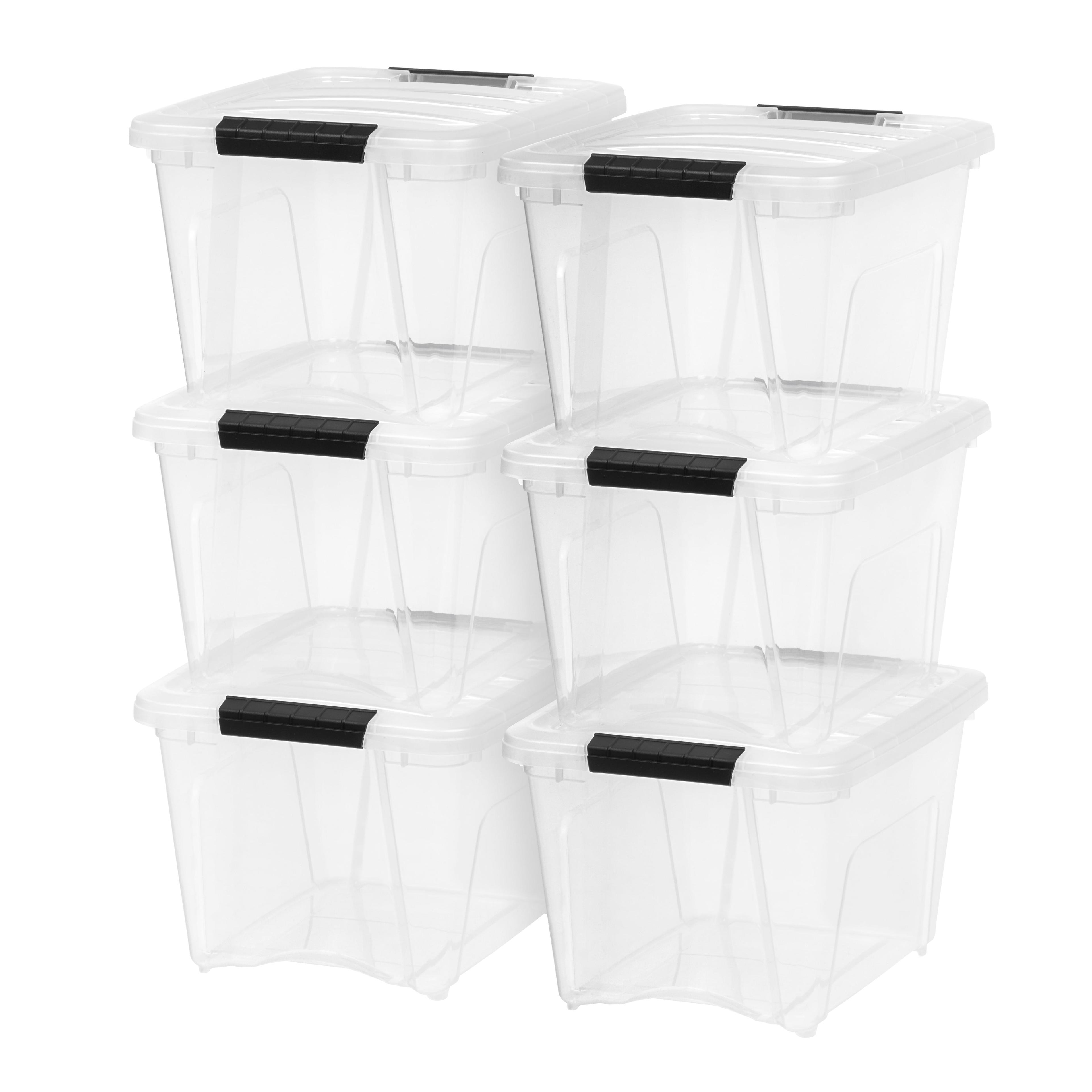 IRIS USA 19 Qt Stackable Plastic Storage Bins with Lids, 6 Pack - BPA-Free, Made in USA - See-Through Organizing Solution, Latches, Durable, Clear