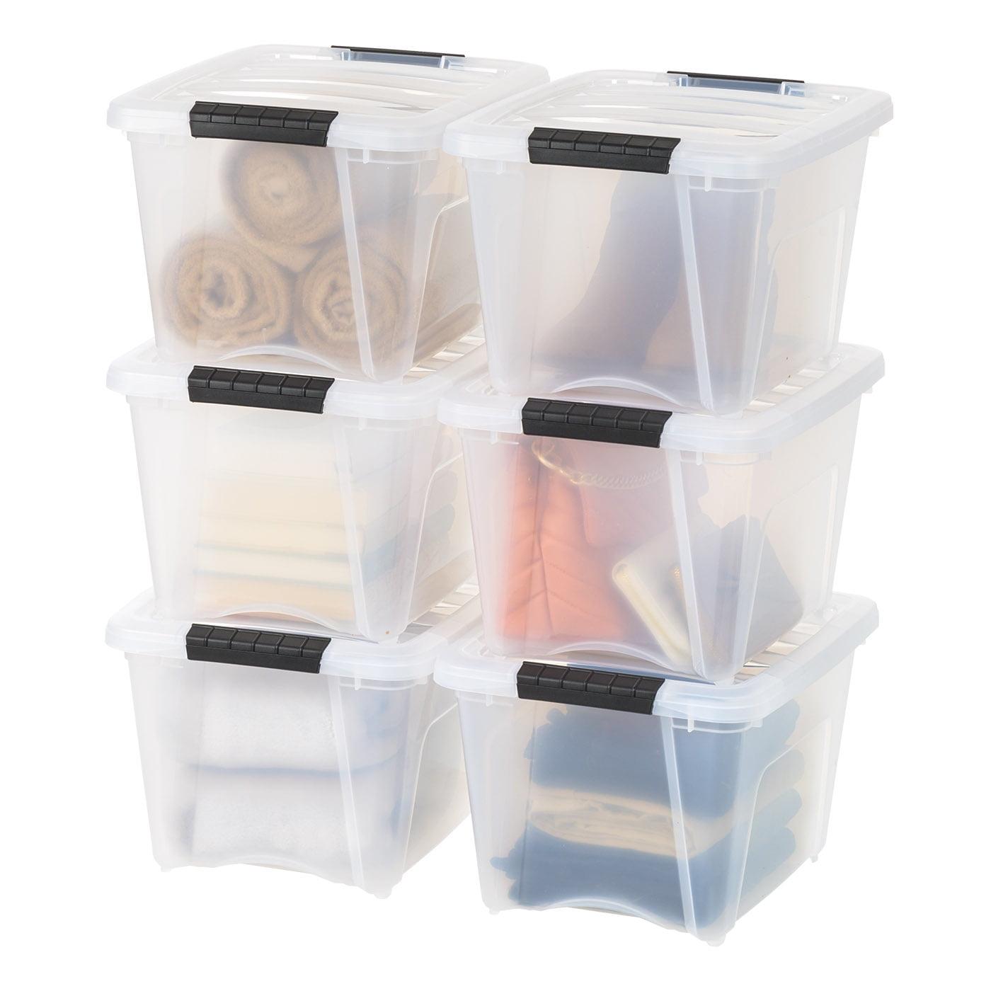 Clear Stackable Plastic Storage Bins with Lids, 19 Qt, 6 Pack