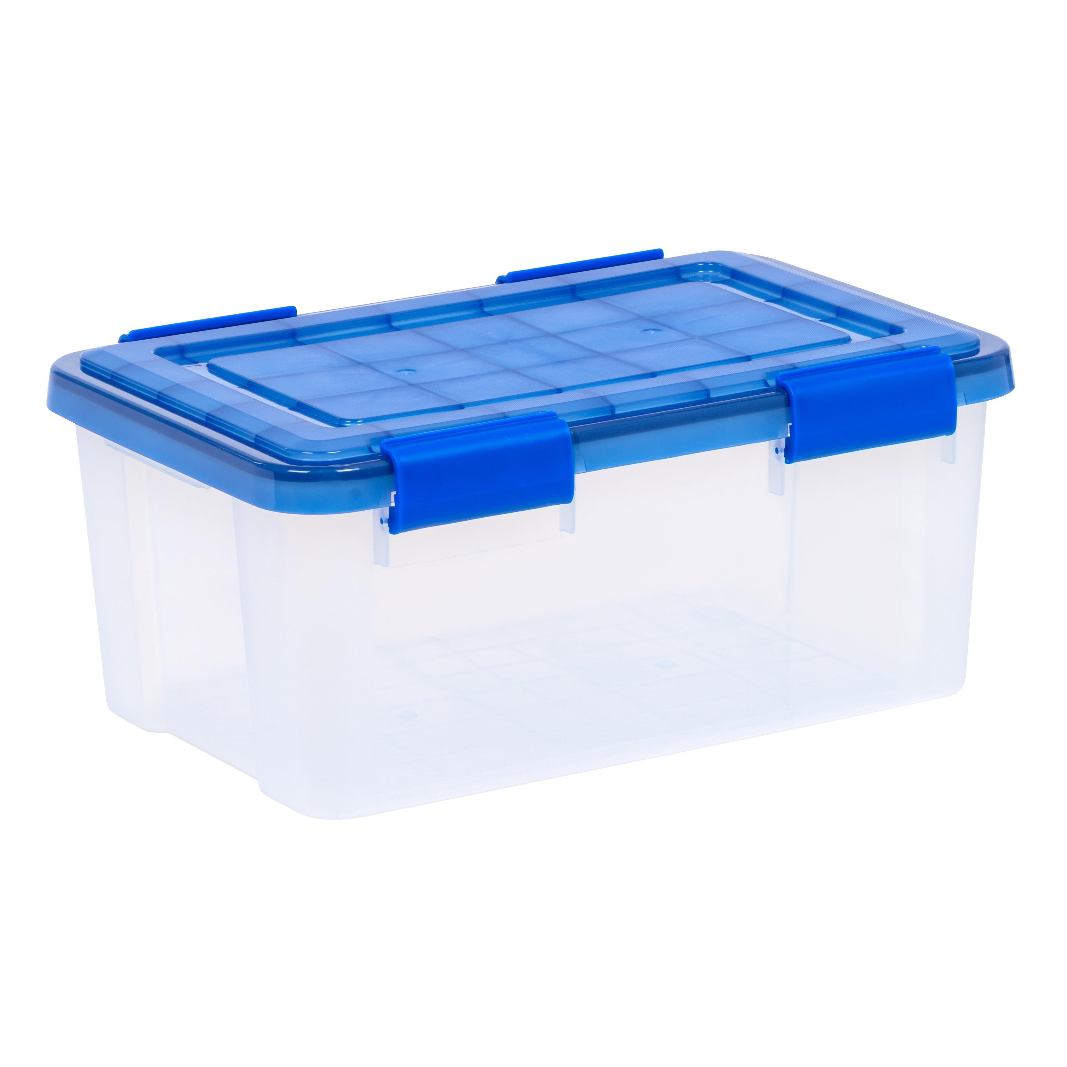 Small Blue and Clear Plastic Stackable Storage Box with Latches