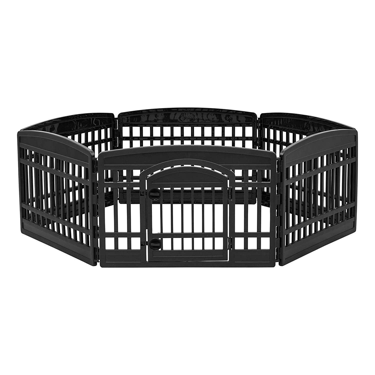 IRIS 4-10Panel 24/34"H Foldable Exercise Enclosure Plastic Pet Playpen with Door