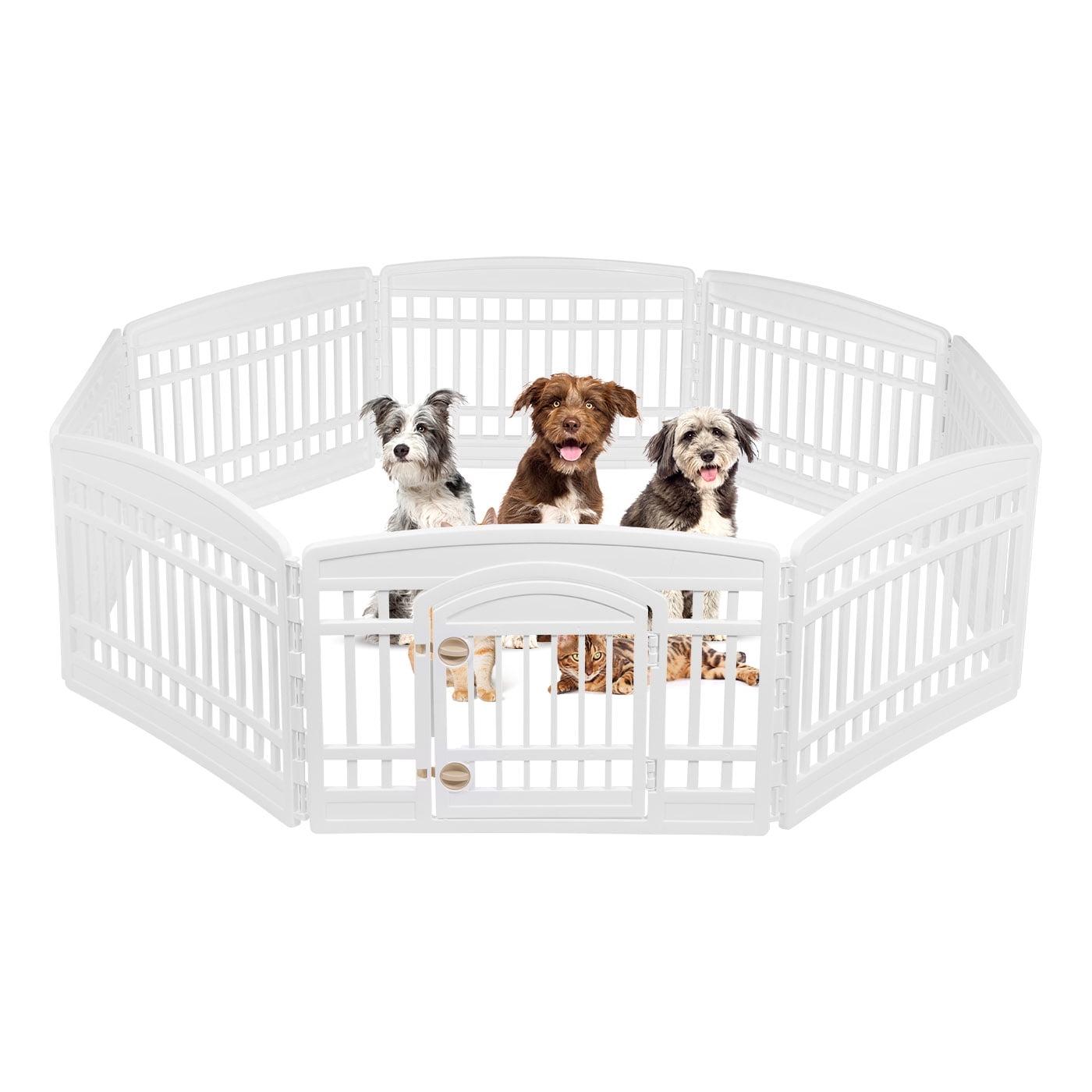 IRIS 4-10Panel 24/34"H Foldable Exercise Enclosure Plastic Pet Playpen with Door