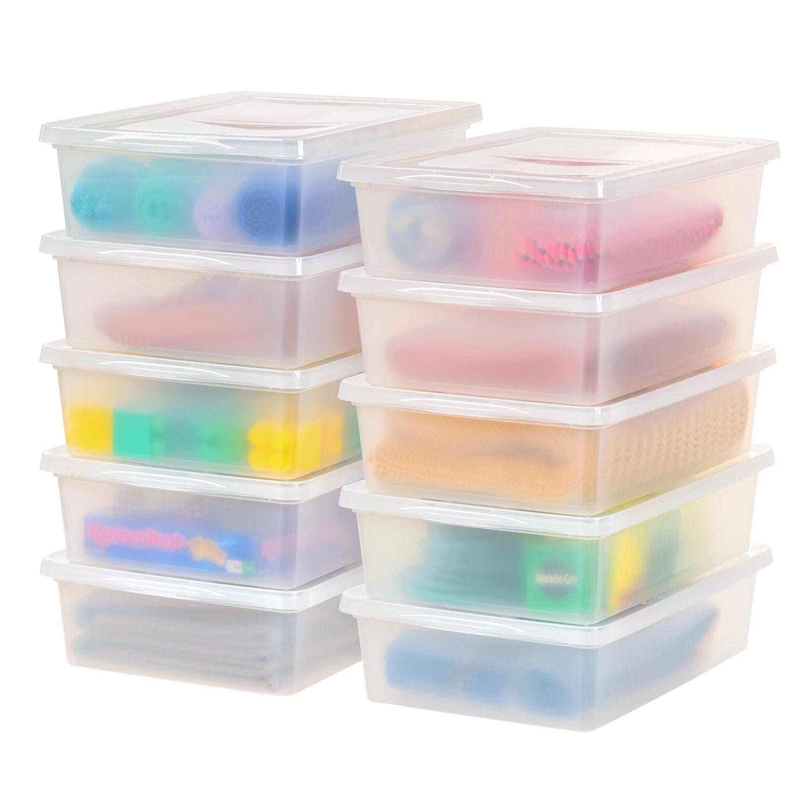 IRIS USA 28 Qt Clear Storage Box, Plastic Stackable Bin with Lid, 10 Pack