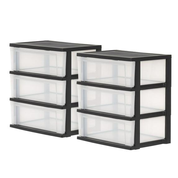 IRIS USA, Inc. 3 Drawer Wide Plasitc Chest (Set of 2)