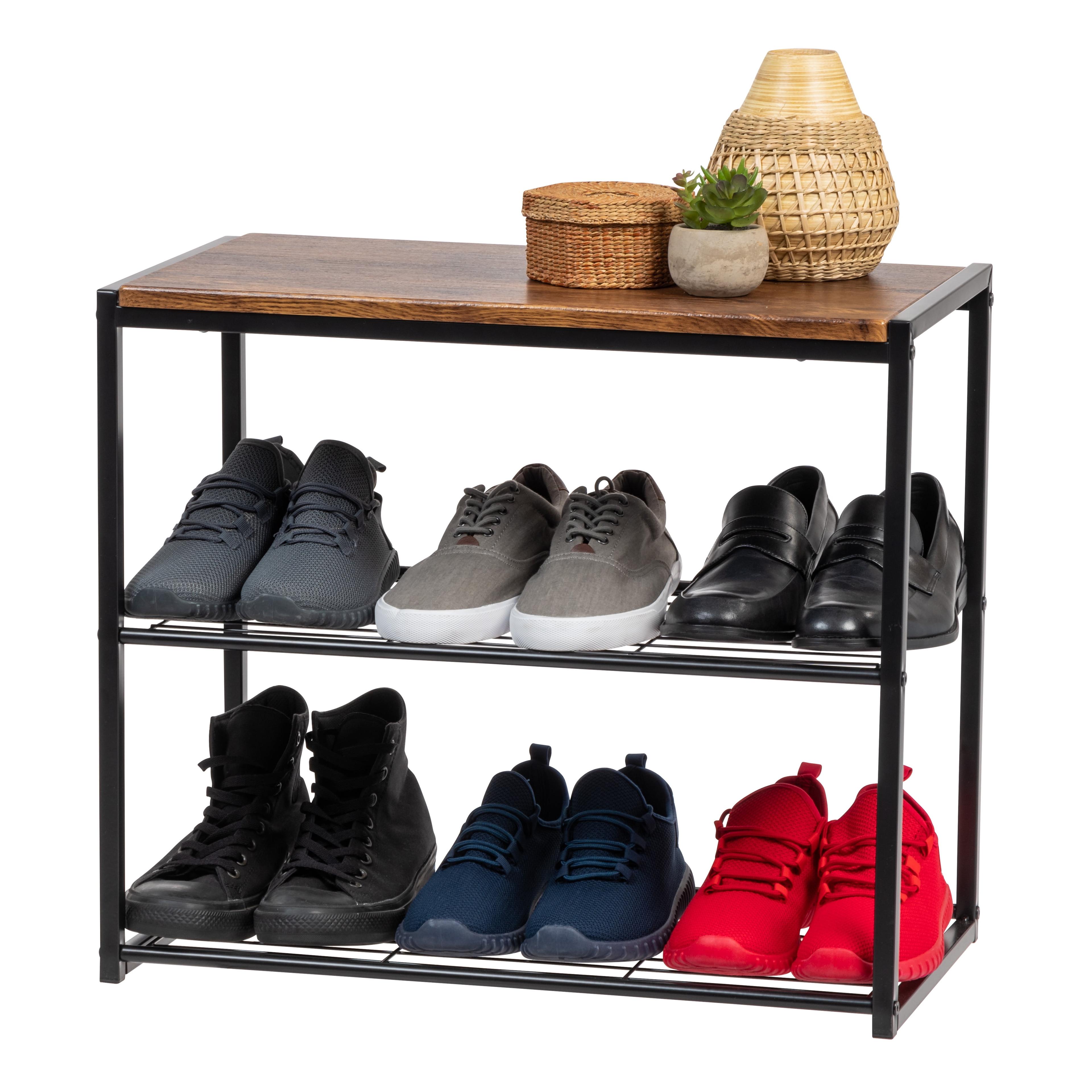 IRIS USA Stackable Freestanding Metal Shoe Racks for Entryway