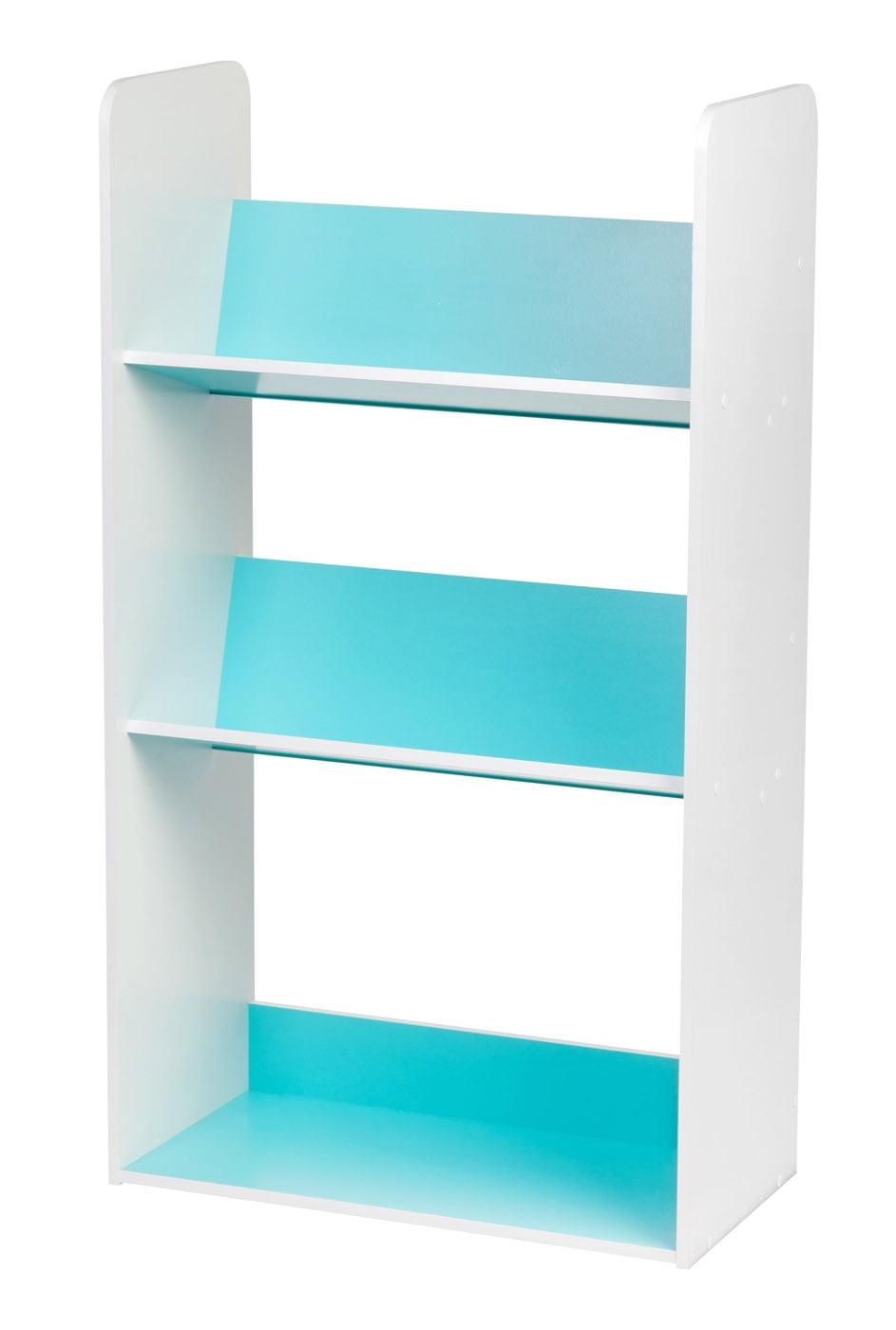 Skyler Blue and White Kids 3-Tier Angled Bookshelf