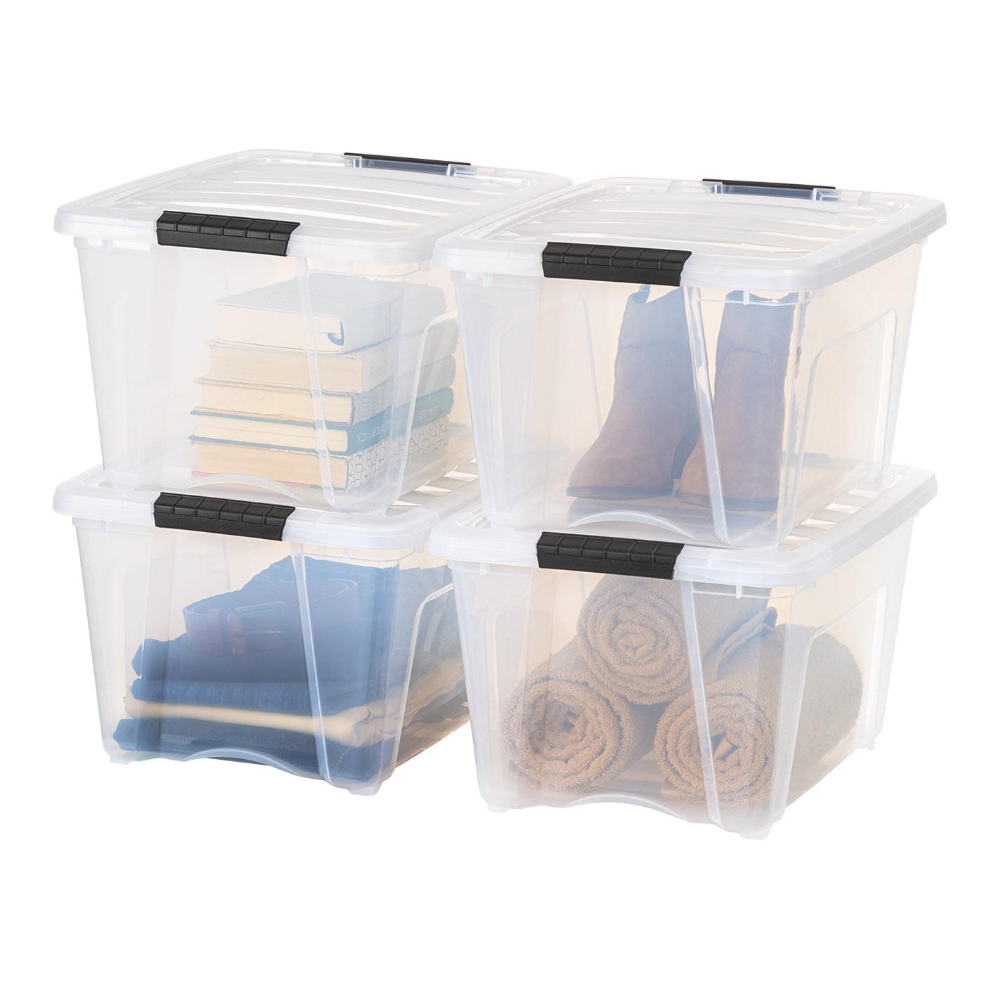 32qt Plastic Storage Bins with Lids and Secure Latching Buckles - 4 Pack