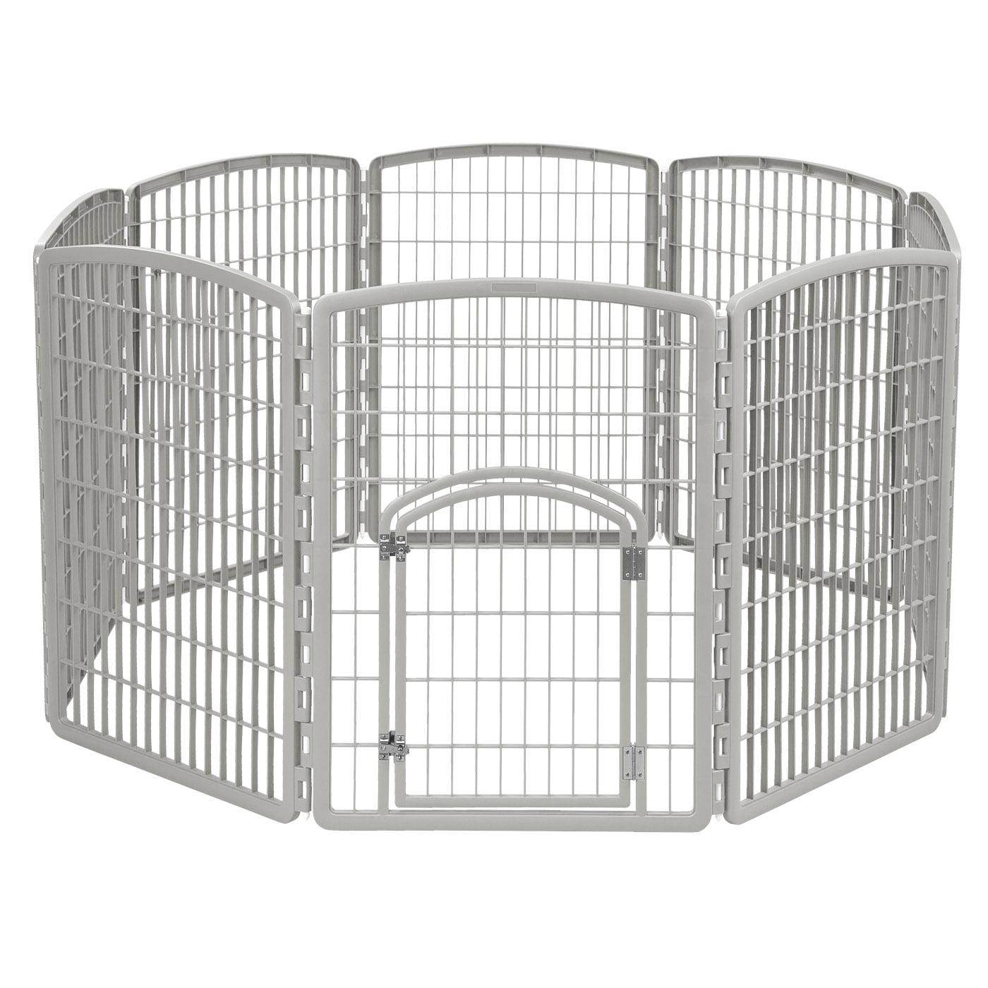 Silver 34"H Plastic 8-Panel Pet Playpen with Door