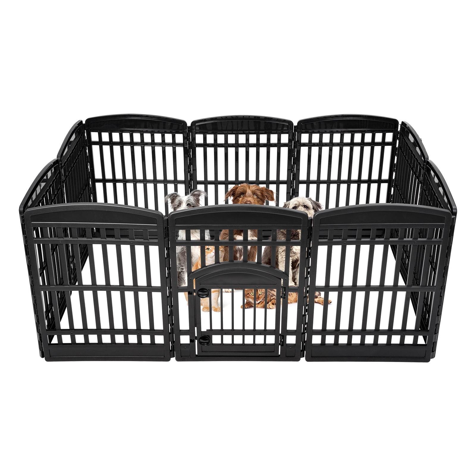 IRIS USA 35" 10 Panel Exercise Pet Playpen with Door for Dog, Black