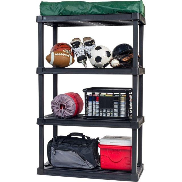 IRIS USA 4-Tier Shelving Unit, 56" Fixed Height, Large Storage Organizer for Home, Garage, Basement, Shed and Laundry Room, Black
