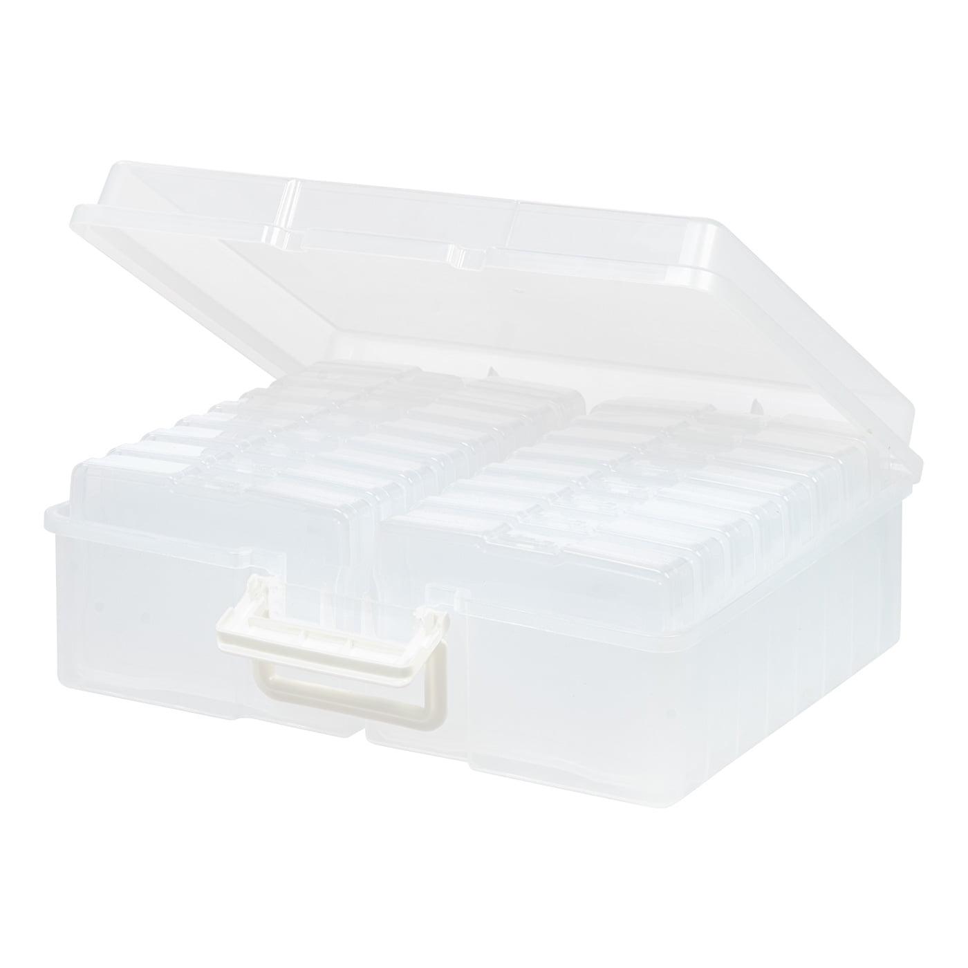 Clear Stackable Photo Storage Case with Handle and 16 Boxes