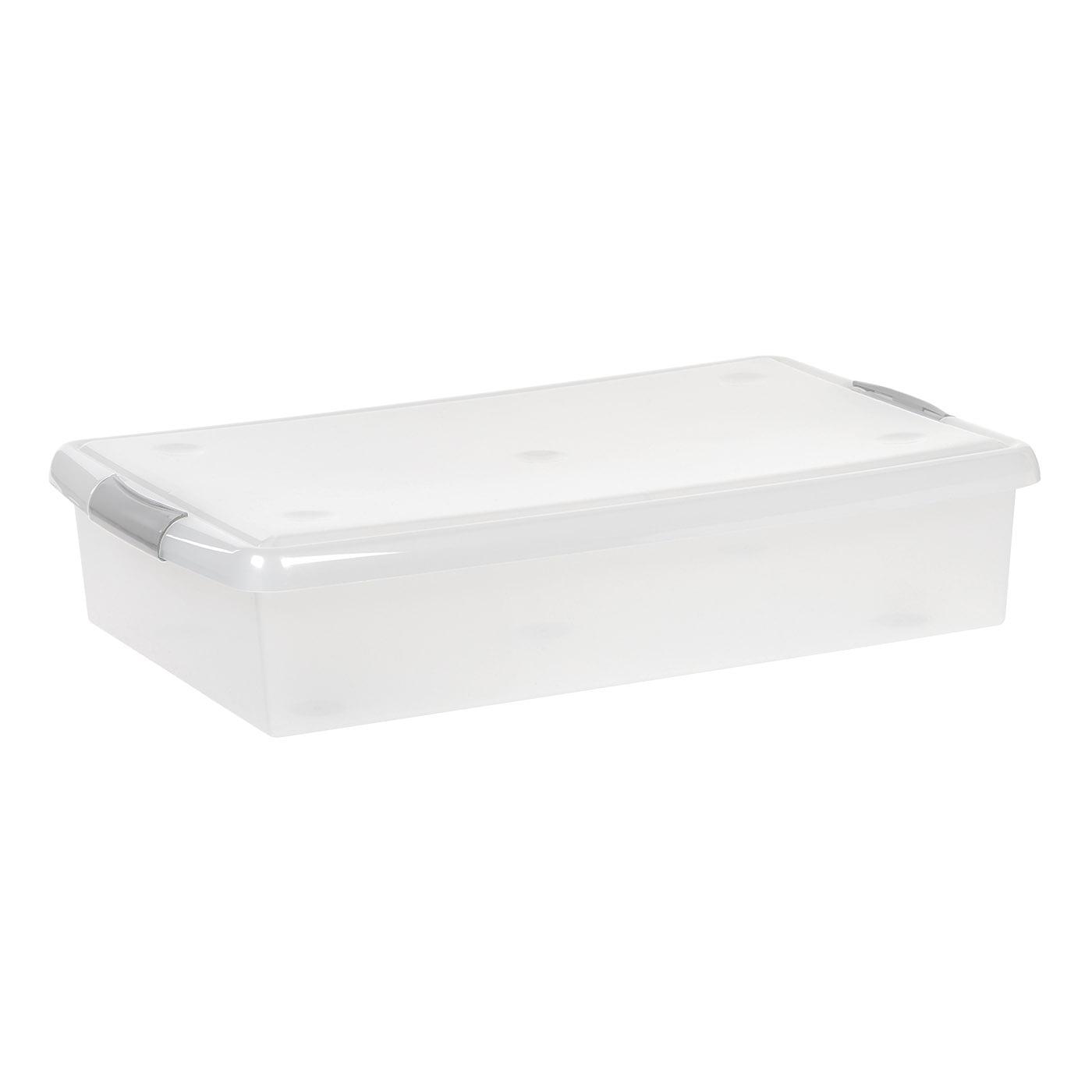 IRIS 40qt Underbed Plastic Storage Container with Lid and Buckles Clear: Stackable, Transparent, Built-In Handles