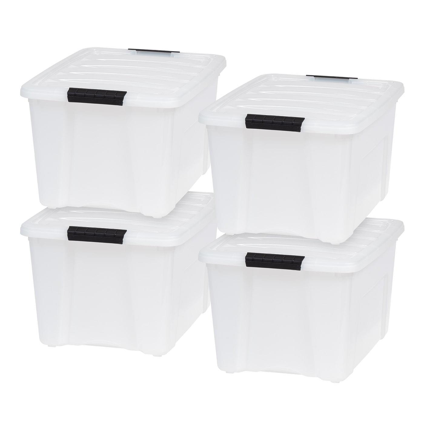 Pearl Stackable Plastic Storage Bins with Lids, 40 Qt, 4 Pack