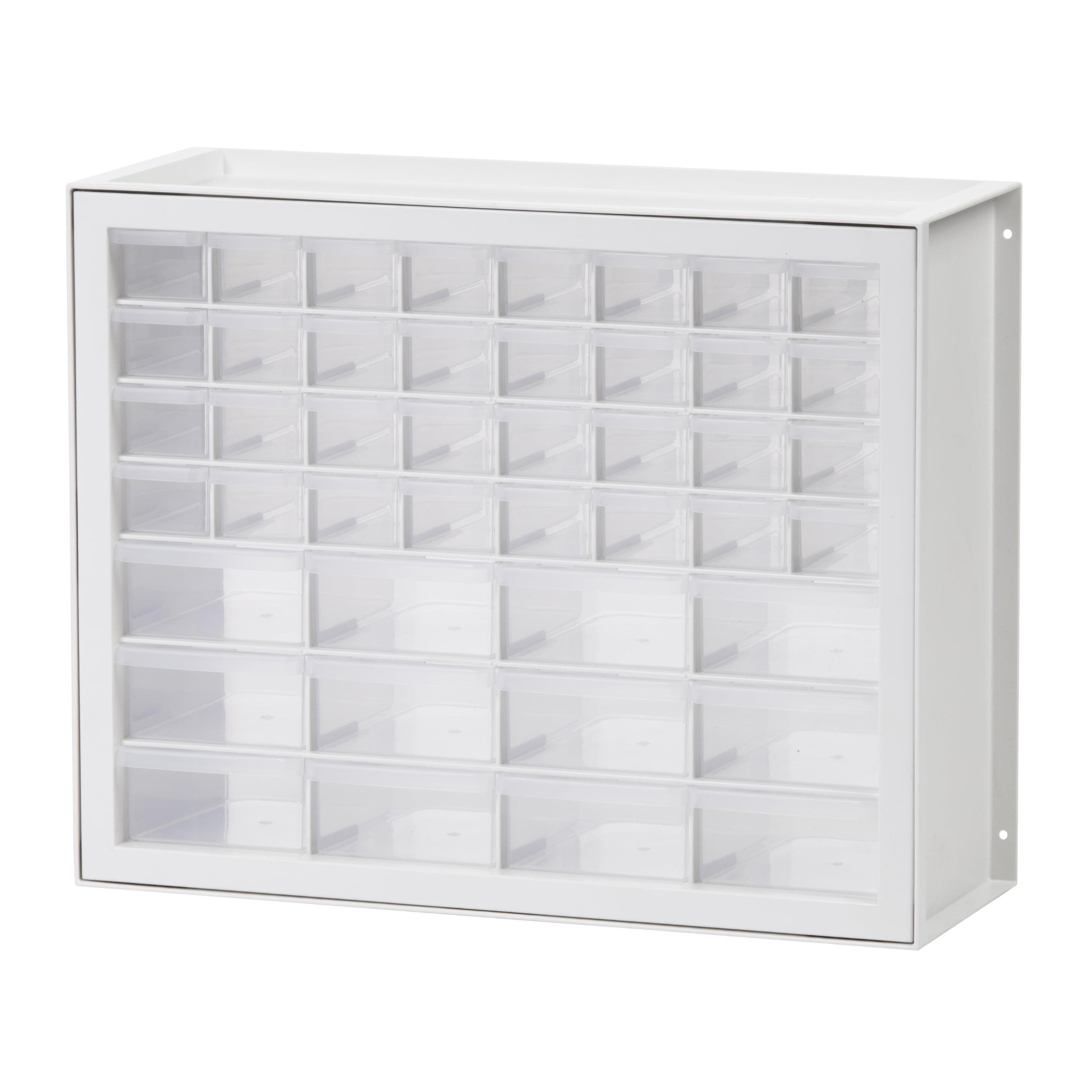 IRIS USA 44 Drawer Stackable Storage Cabinet for Hardware Crafts, White Small Brick Organizer Utility Chest, Scrapbook Art Hobby Multiple Compartment