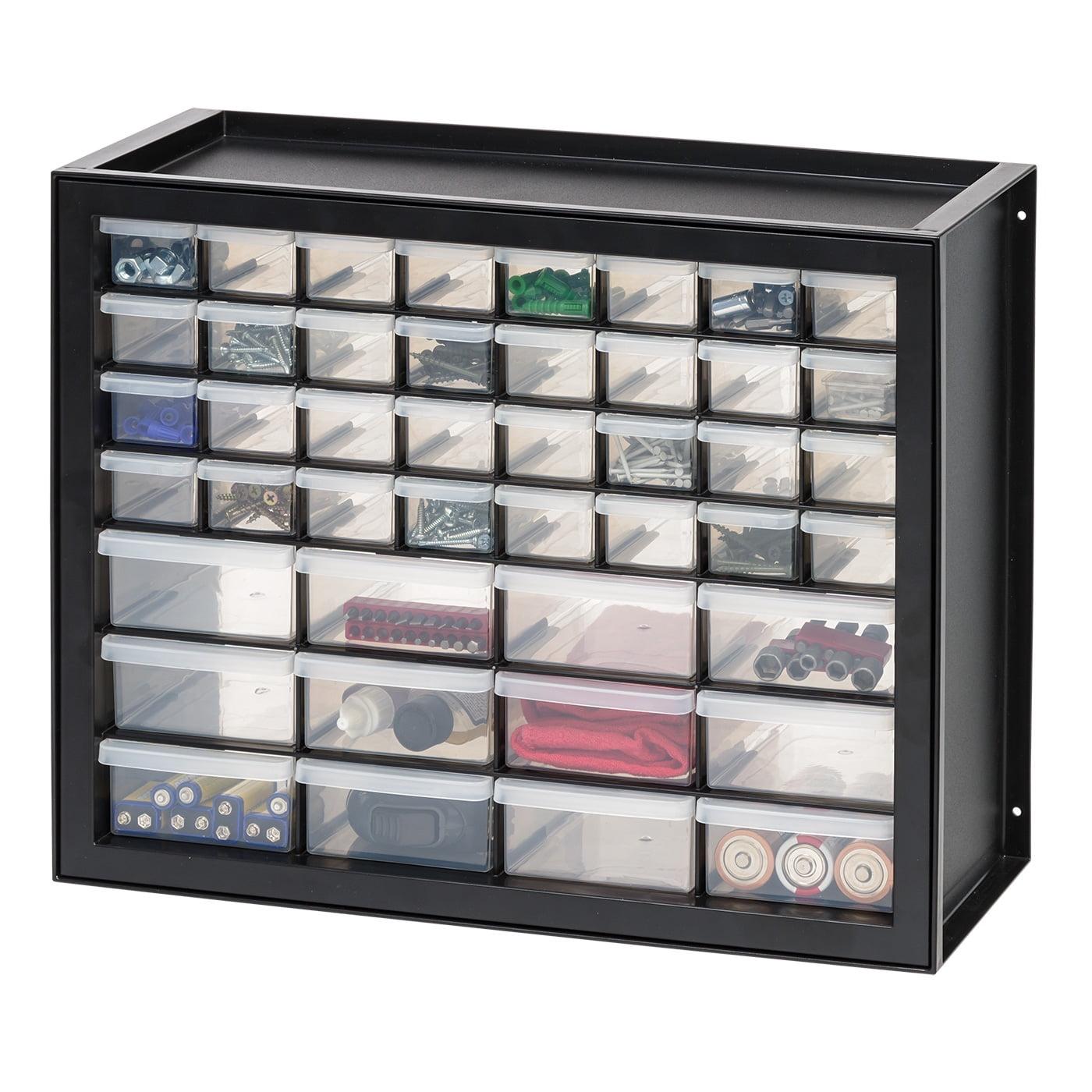 Compact 44-Drawer Black Stackable Storage Organizer