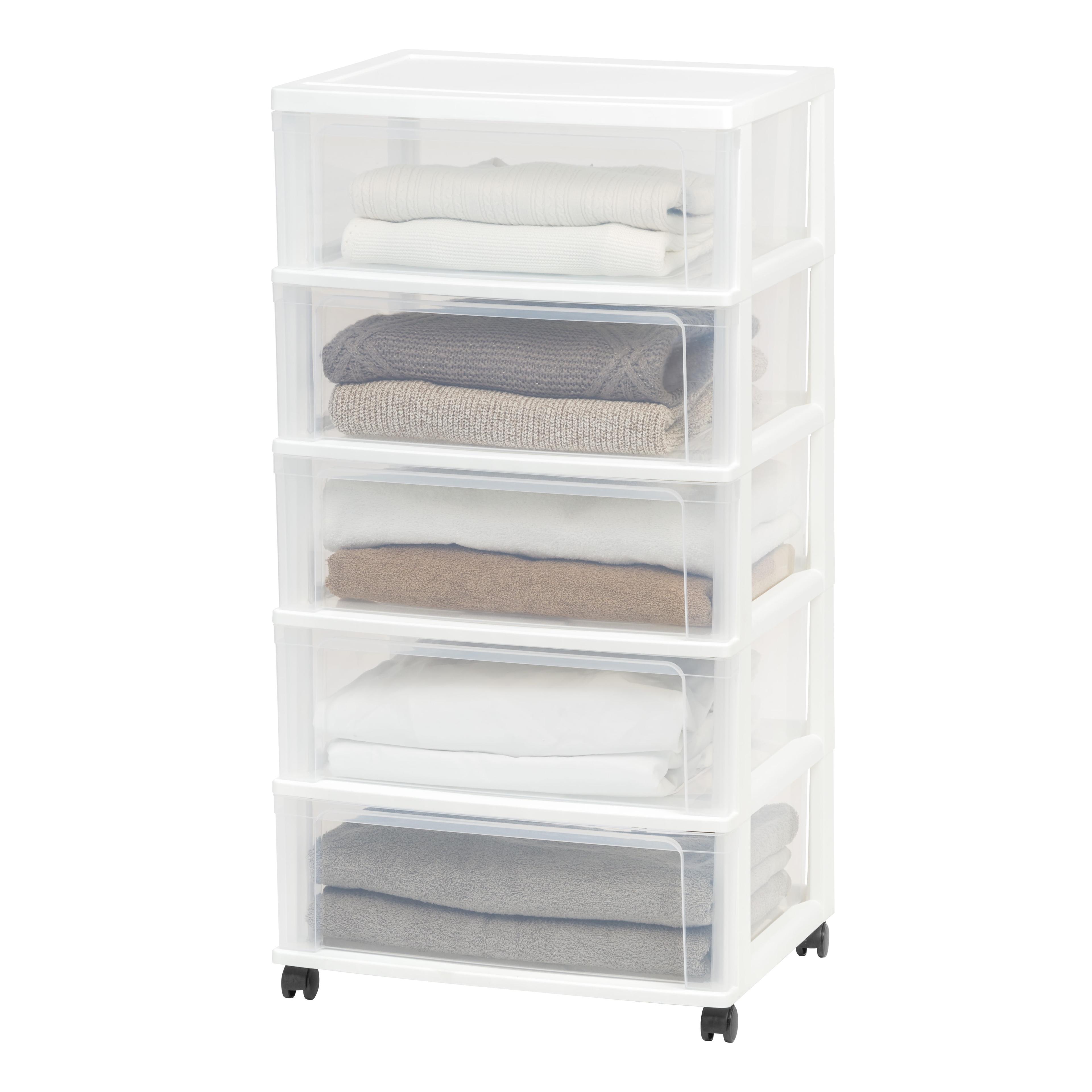 White Clear 5-Drawer Plastic Storage Organizer with Wheels