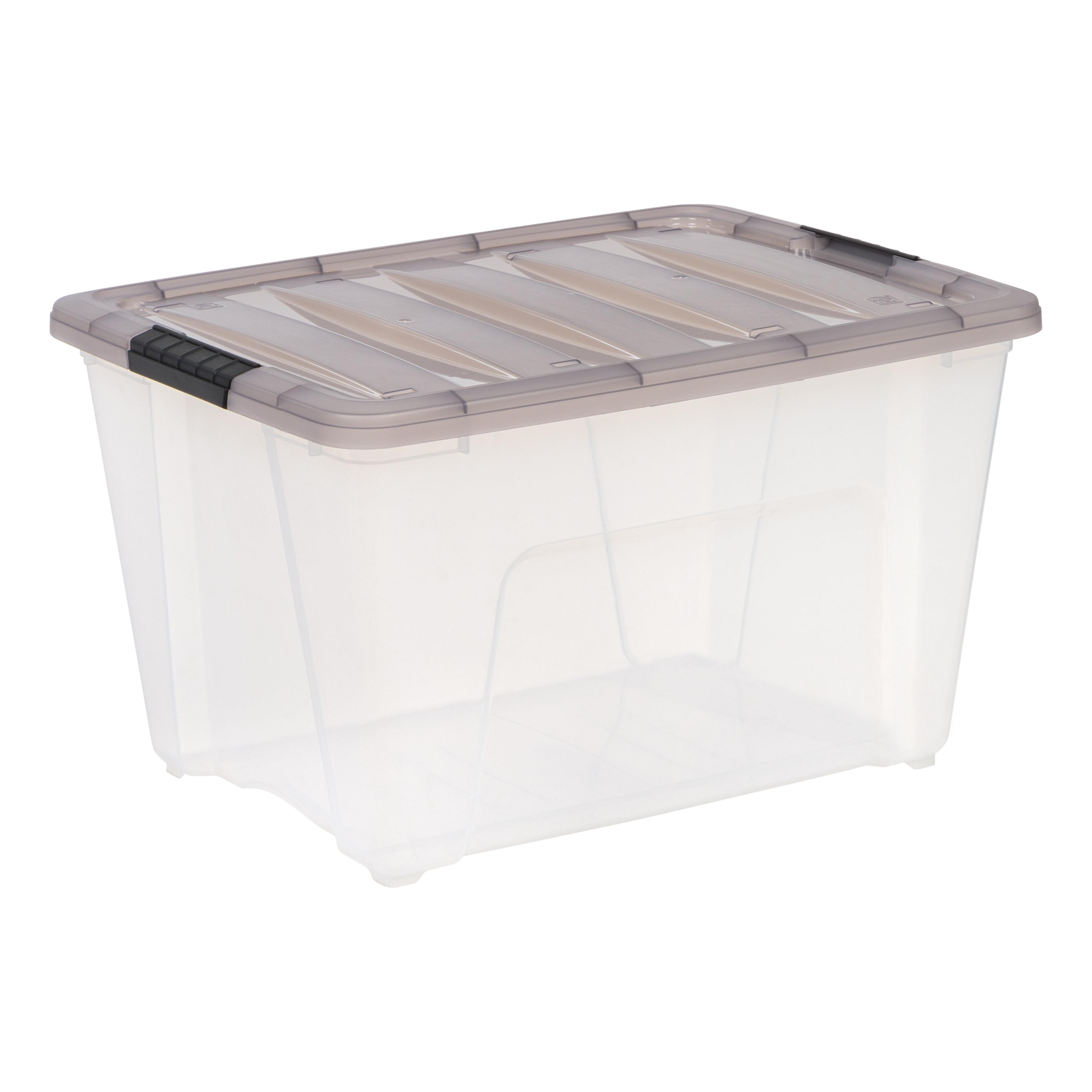 53 Qt Clear Stackable Plastic Storage Bin with Lid