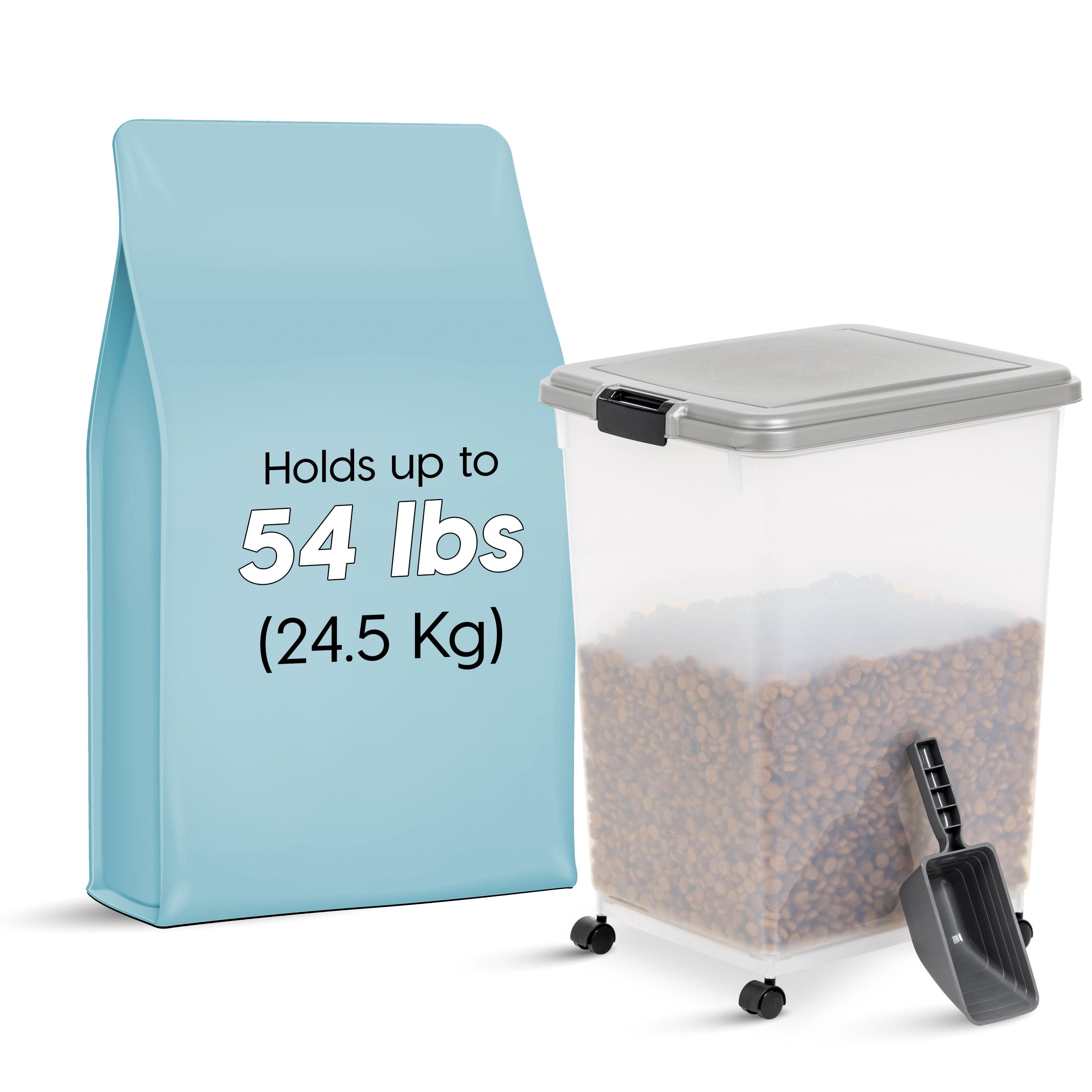 IRIS USA 69qt/17gal Airtight Pet Food Container with Casters and Scoop, Chrome