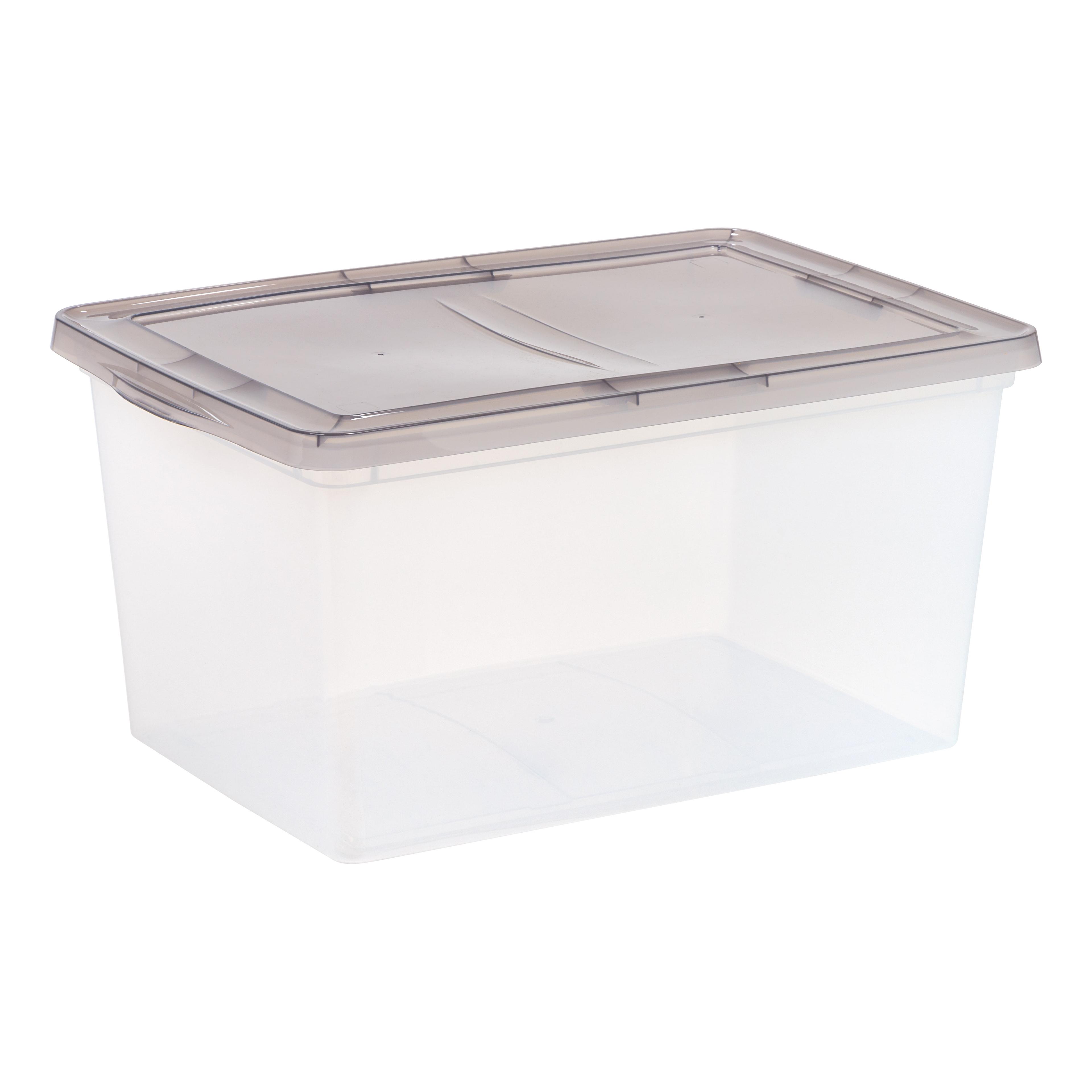 IRIS 58qt Snap Top Plastic Storage Bin: Clear, Stackable, Portable, Utility Storage Tubs & Totes, 24"x16.25"x12.125"