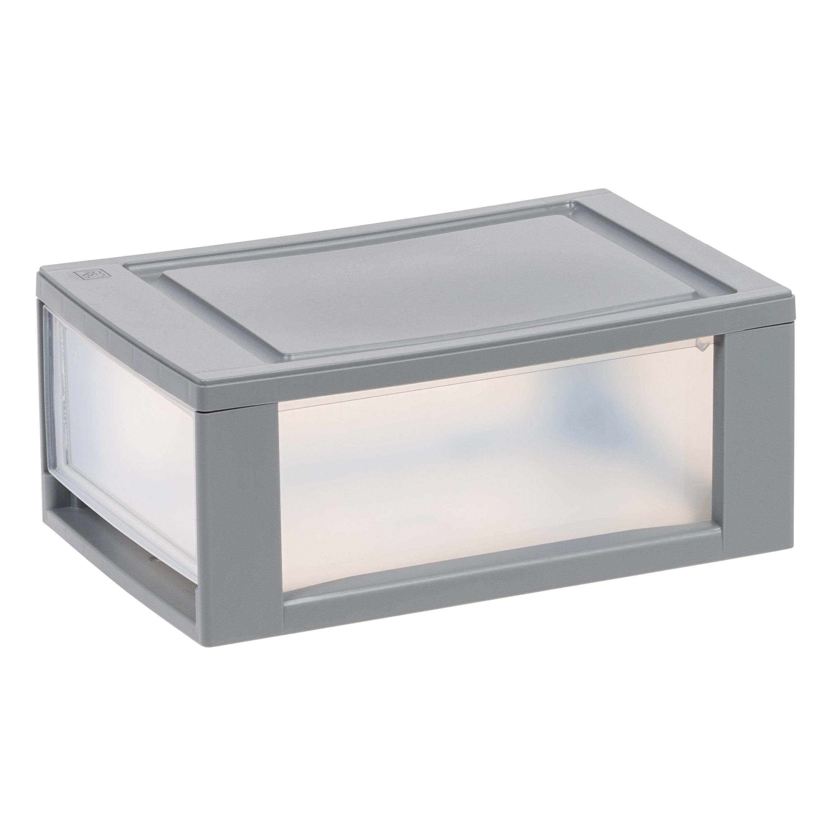 Mini Gray Plastic Stackable Office Drawer Box
