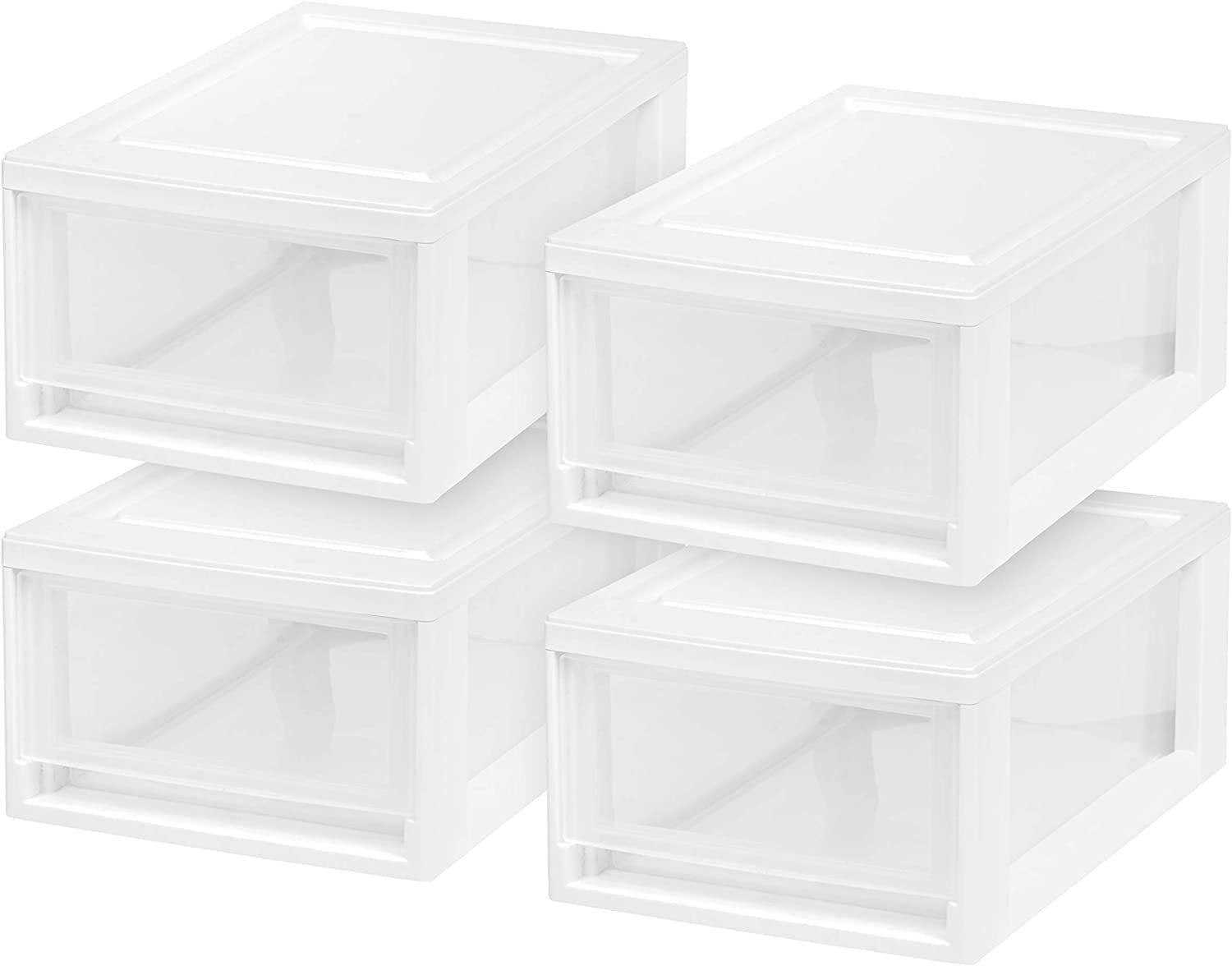 White Stackable Plastic Storage Drawer Unit