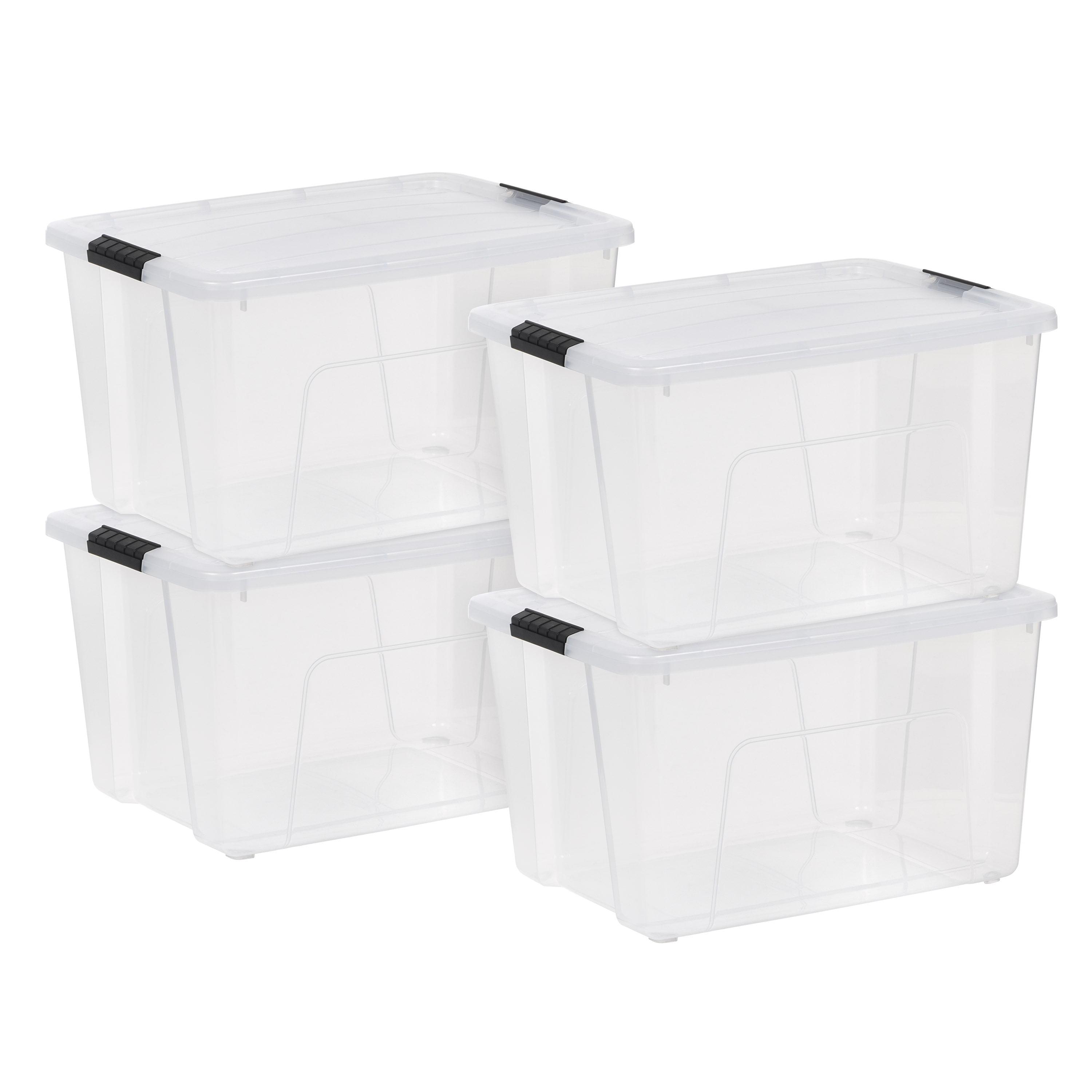 60 Qt./15 Gal. Iris Plastic Storage Boxes with Latching Lids in Clear (Set of 4)