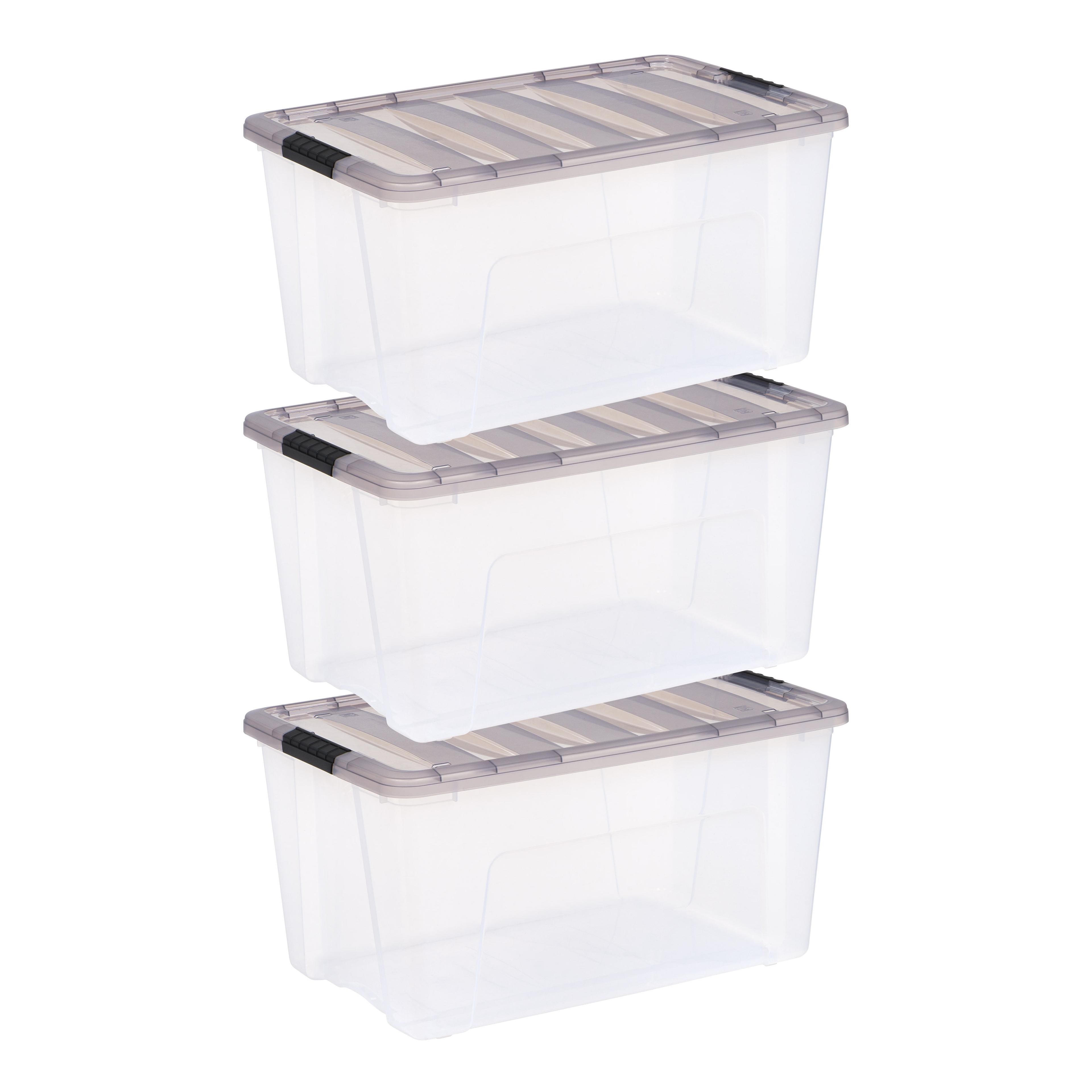 72 Quart Clear Stackable Plastic Storage Bins with Lids