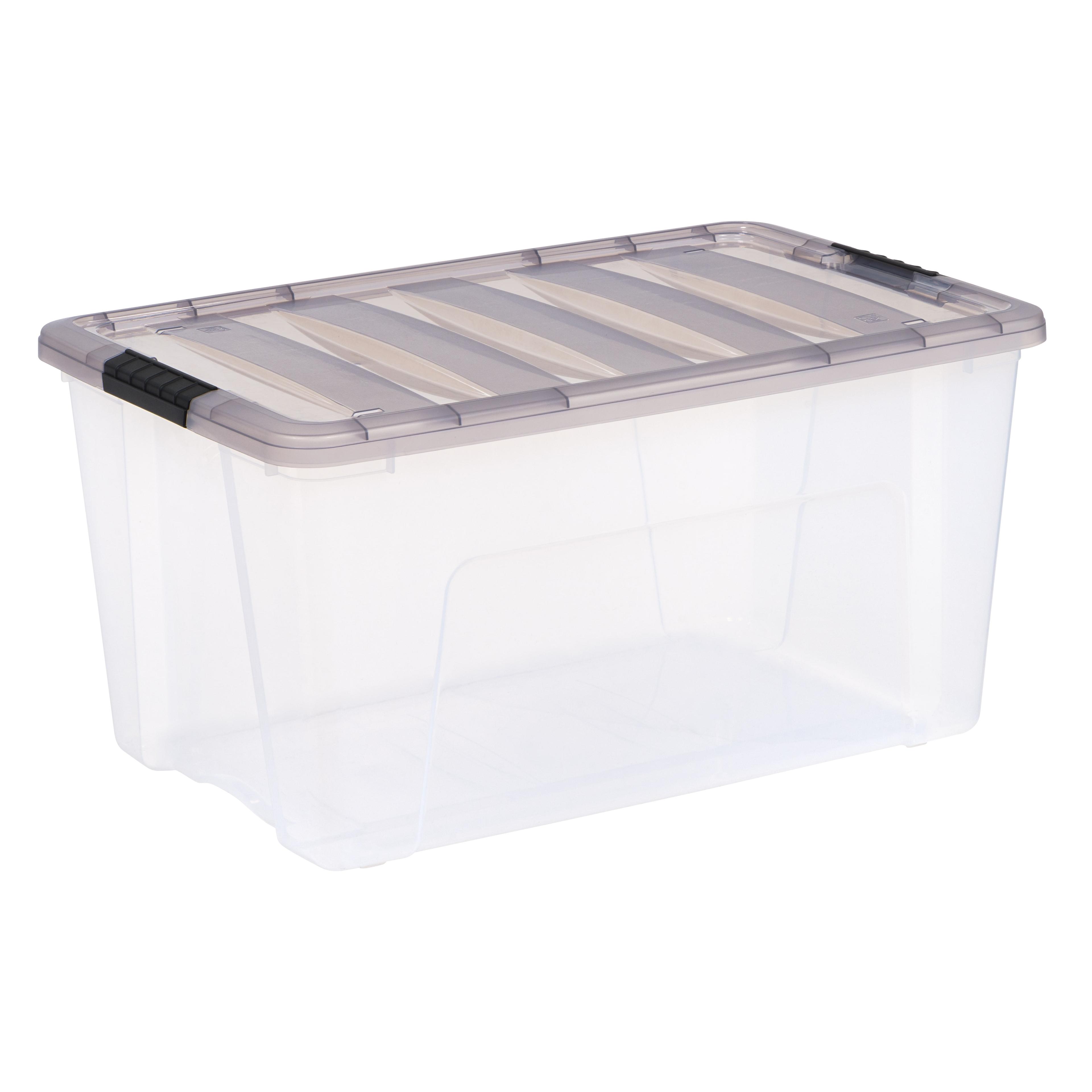 Clear 72 Qt Stackable Storage Bin with Gray Lid