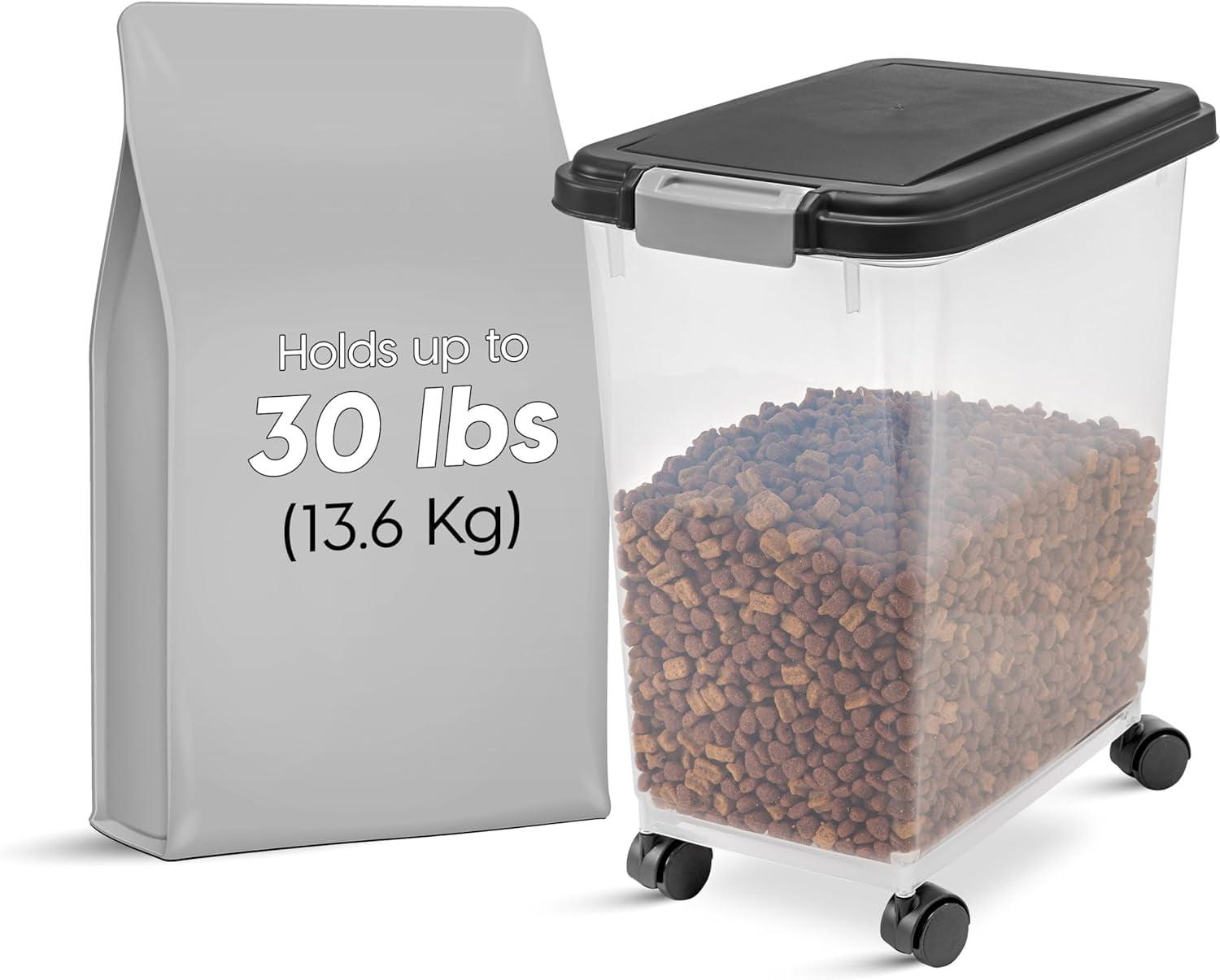 IRIS Airtight Pet Food Storage Containers with Attachable Casters