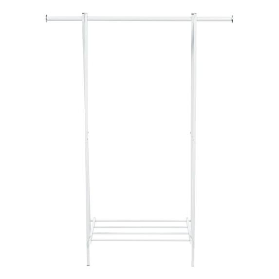 IRIS USA Clothes Rack for Hanging Clothes with Shelf, Freestanding Clothing Rack, White