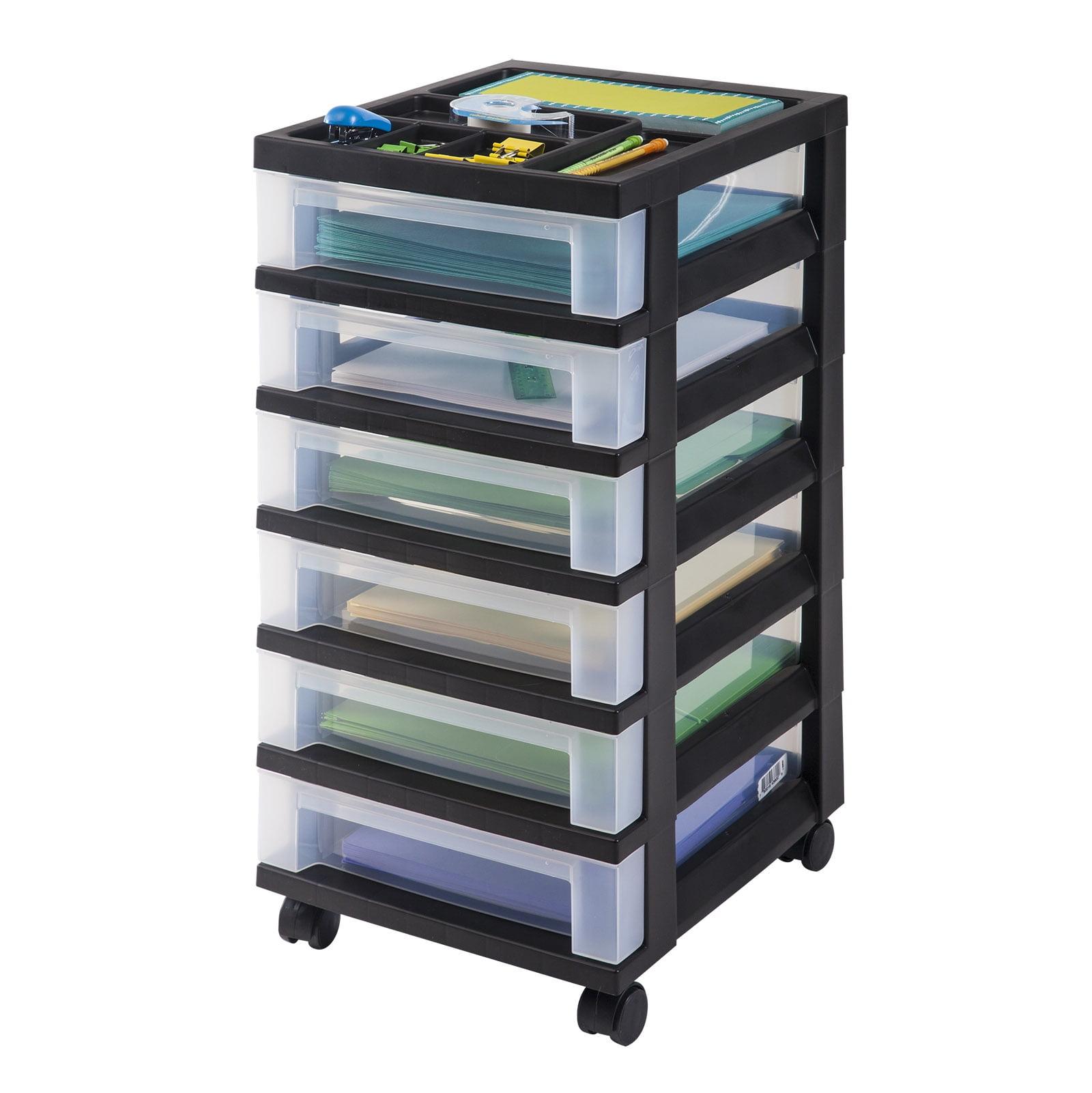 Black and Clear 6-Drawer Plastic Rolling Storage Cart