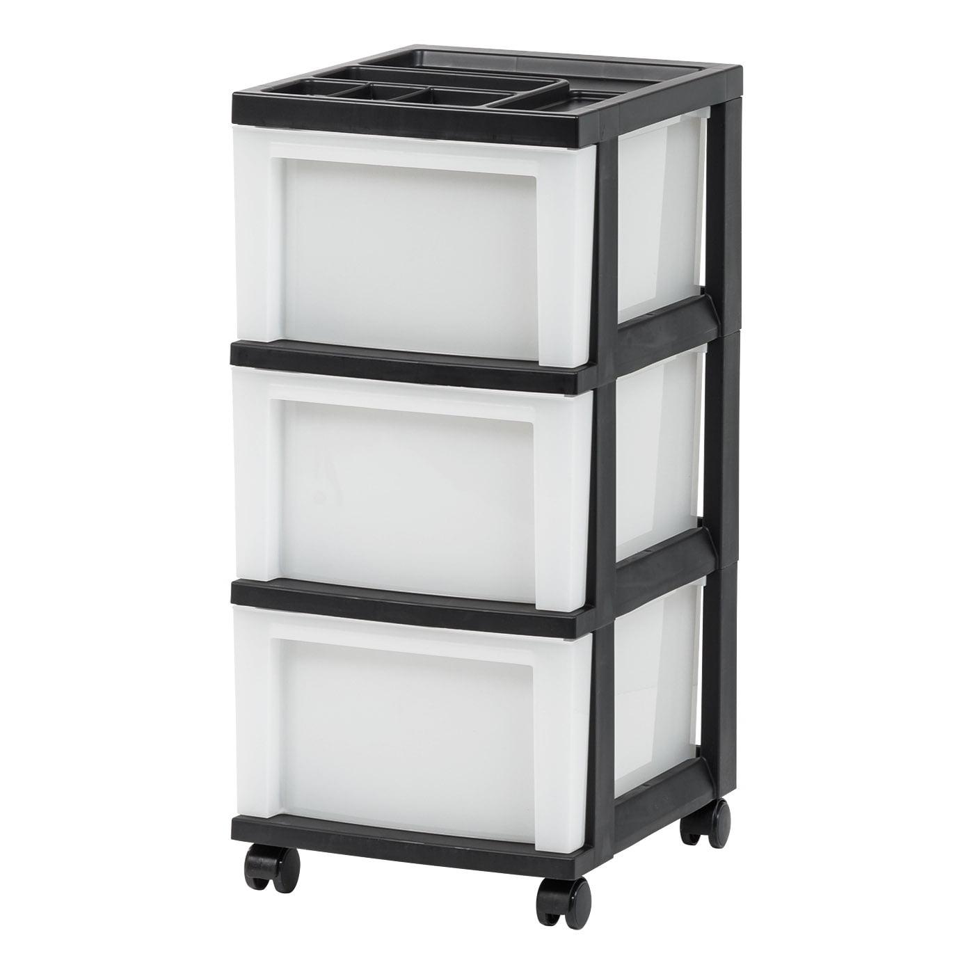 Black and Pearl 3-Drawer Plastic Rolling Storage Cart