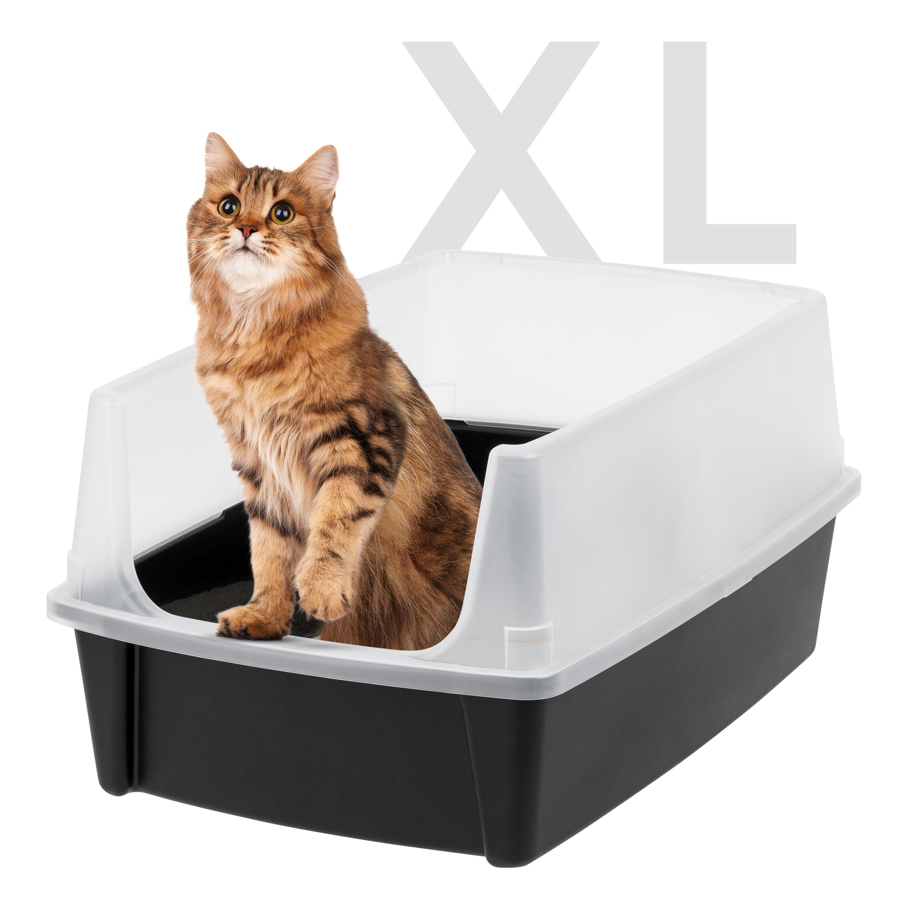 IRIS USA Extra Large Open Top Cat Litter Box with Scatter Shield, Sturdy Easy to Clean Open Air Kitty Litter Pan with Tall Spray