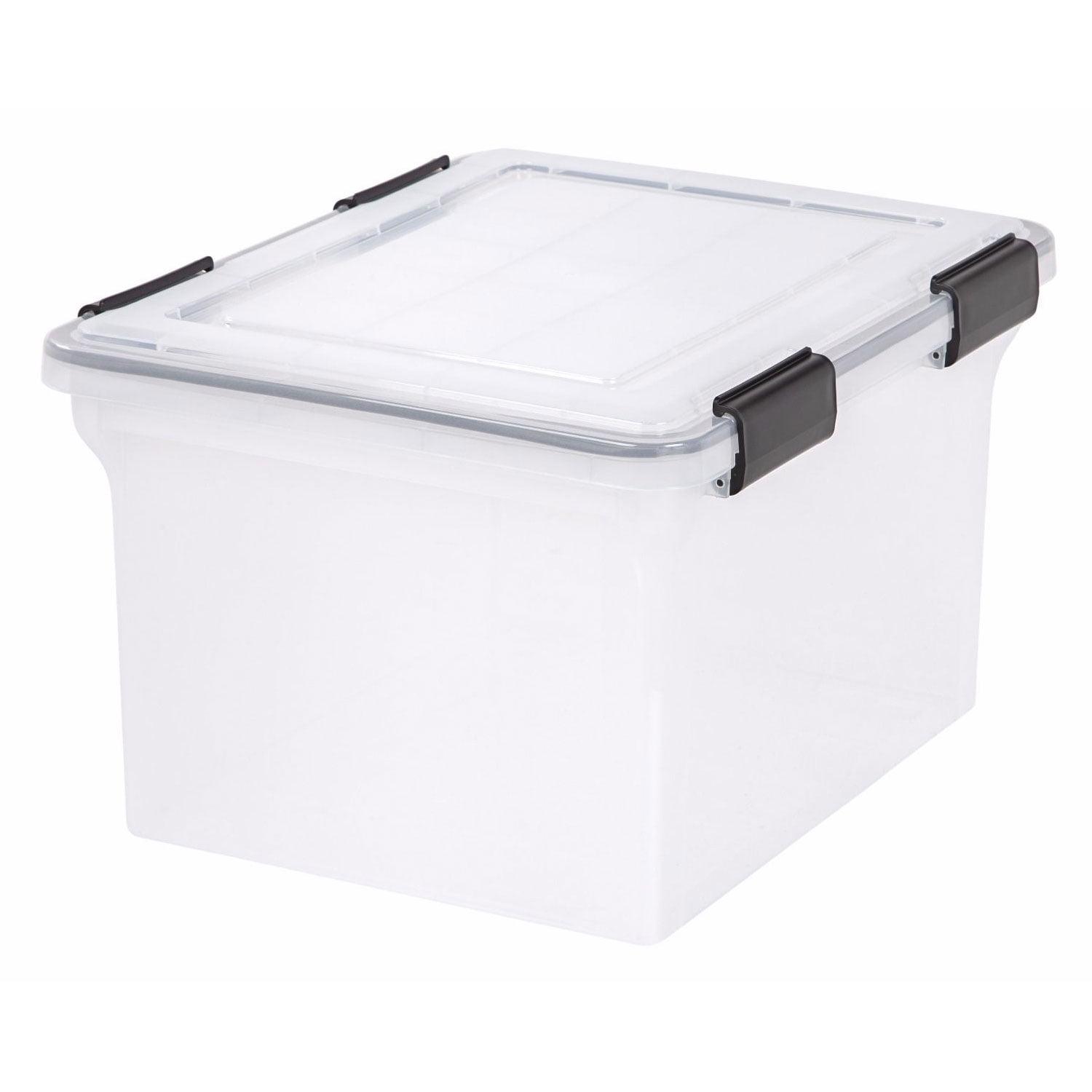 IRIS USA Letter Legal Size File Box 32qt WEATHERPRO Airtight Plastic Storage Bin with Lid and Seal and Secure Latching Buckles